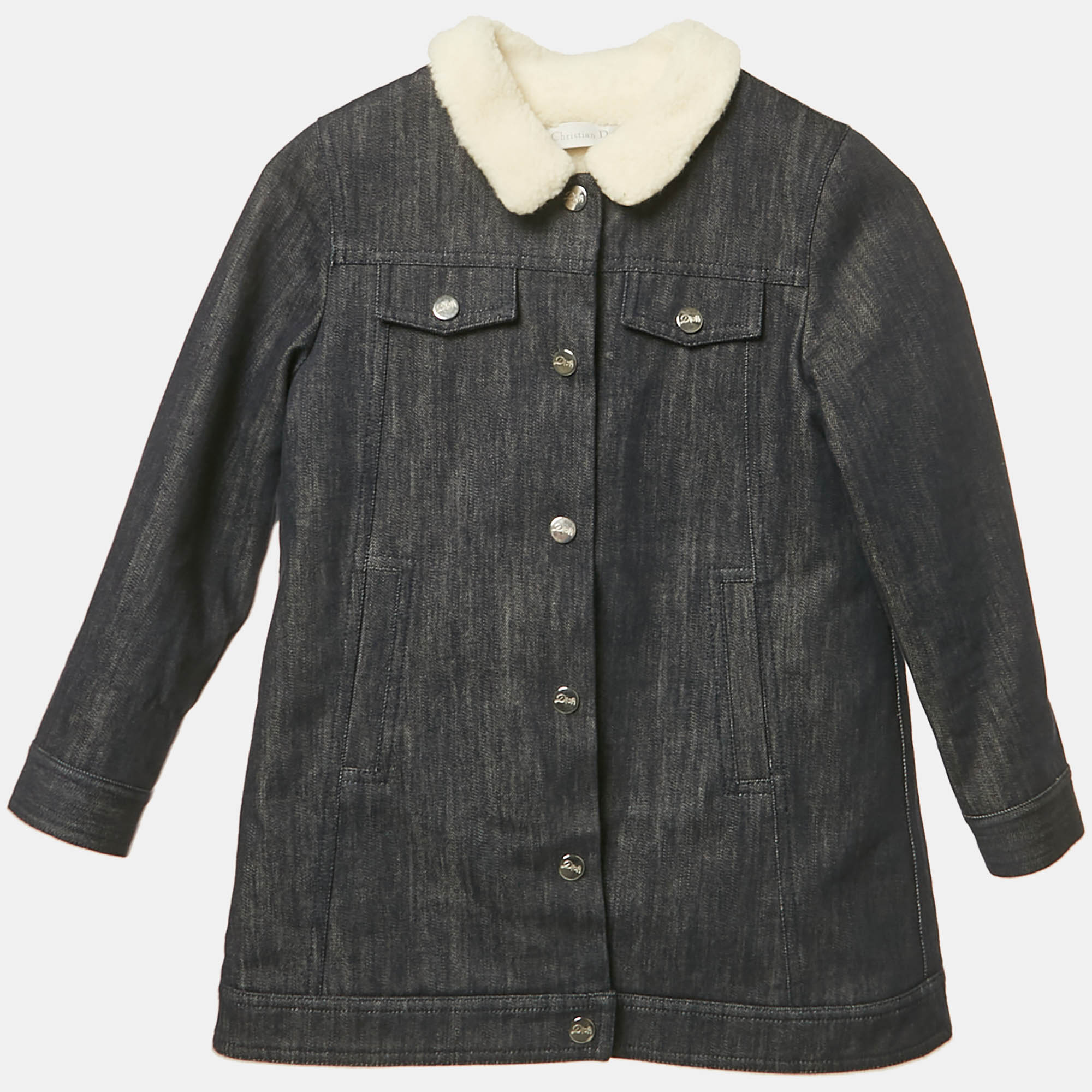 

Christian Dior Kids Blue Faux Shearling and Denim Jacket 6Yrs