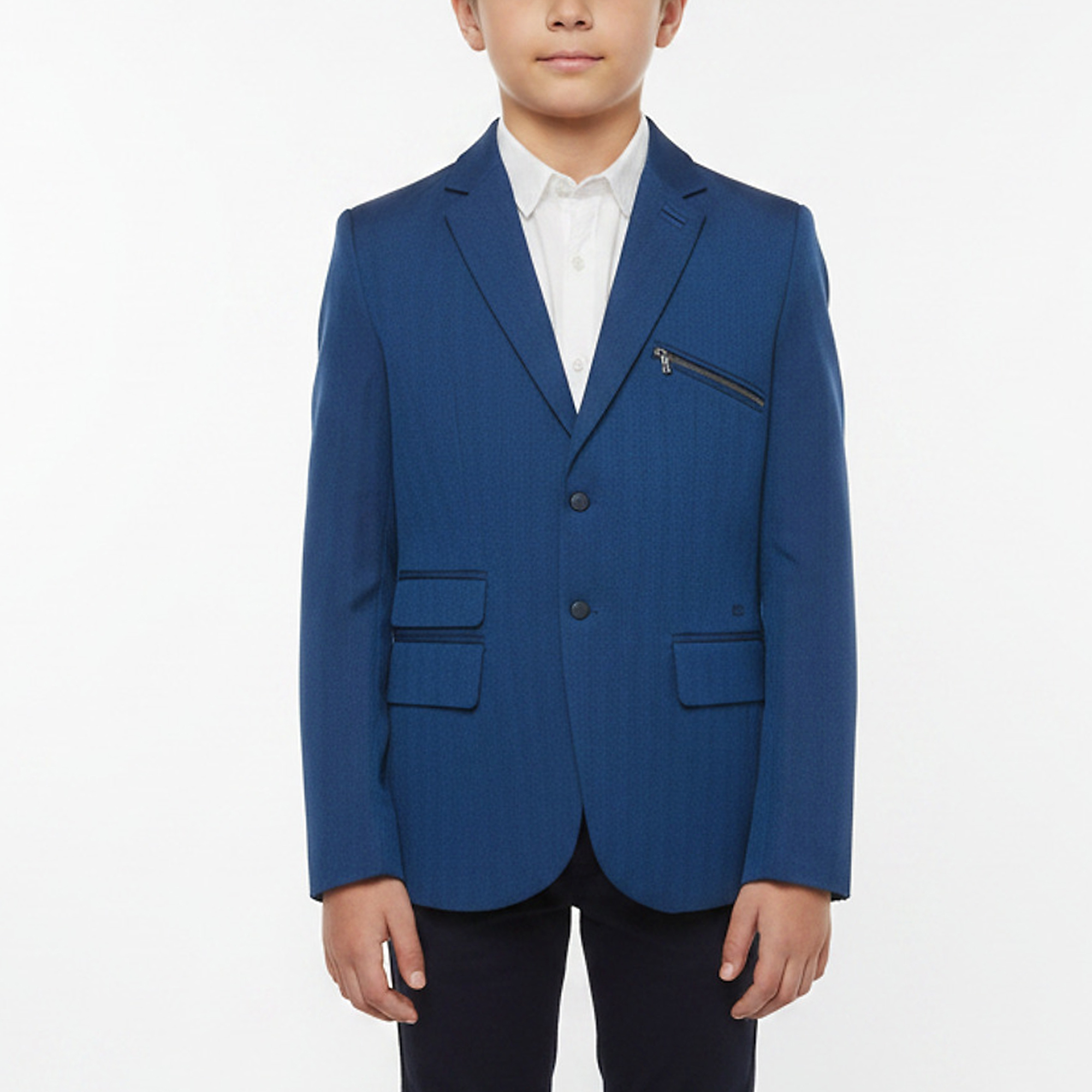 Pre-owned Dior Homme Kids Navy Blue Herringbone Cotton Tailored Blazer 12 Yrs