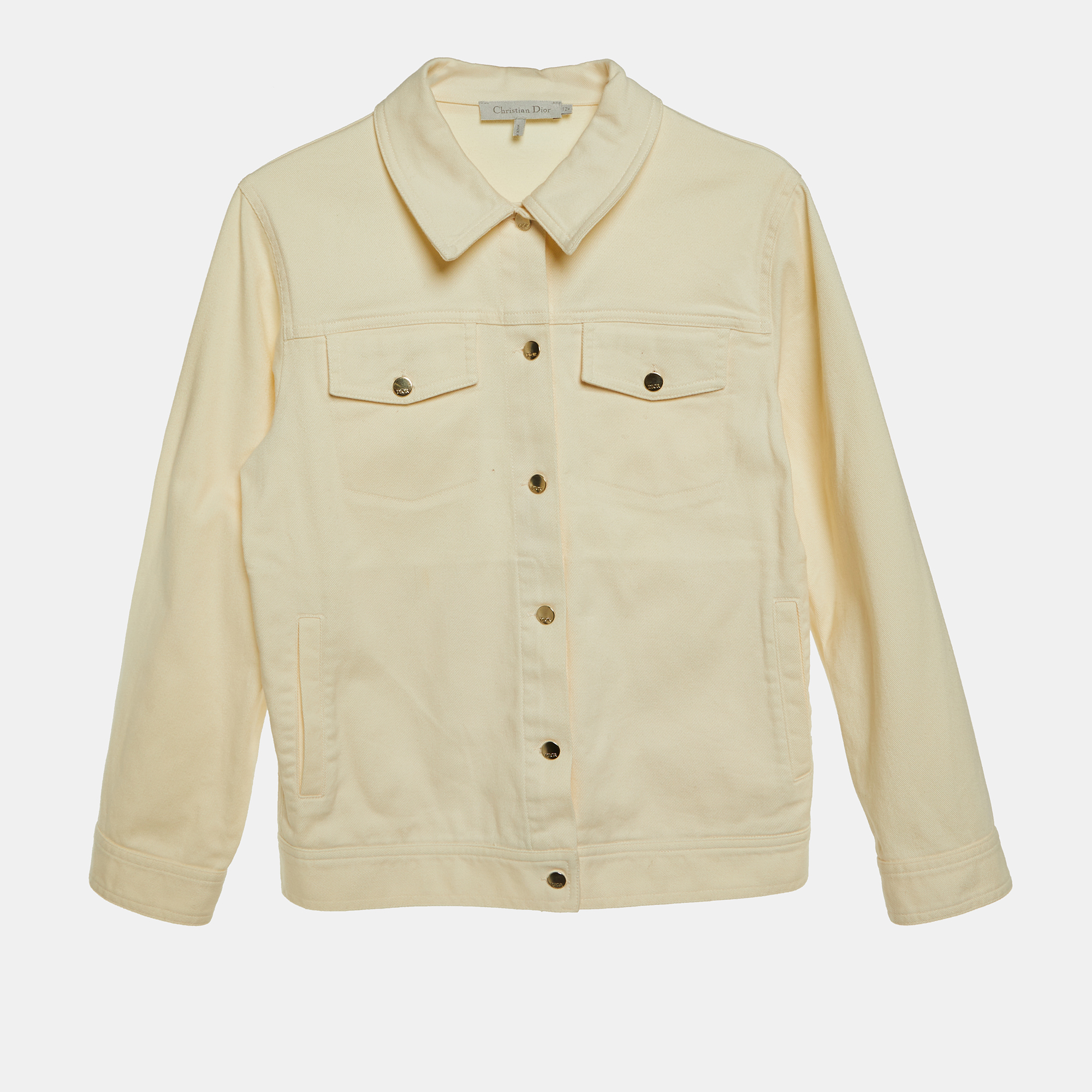 

Dior Kids Cream Denim Logo Embroidered Jacket Size 12+ Yrs