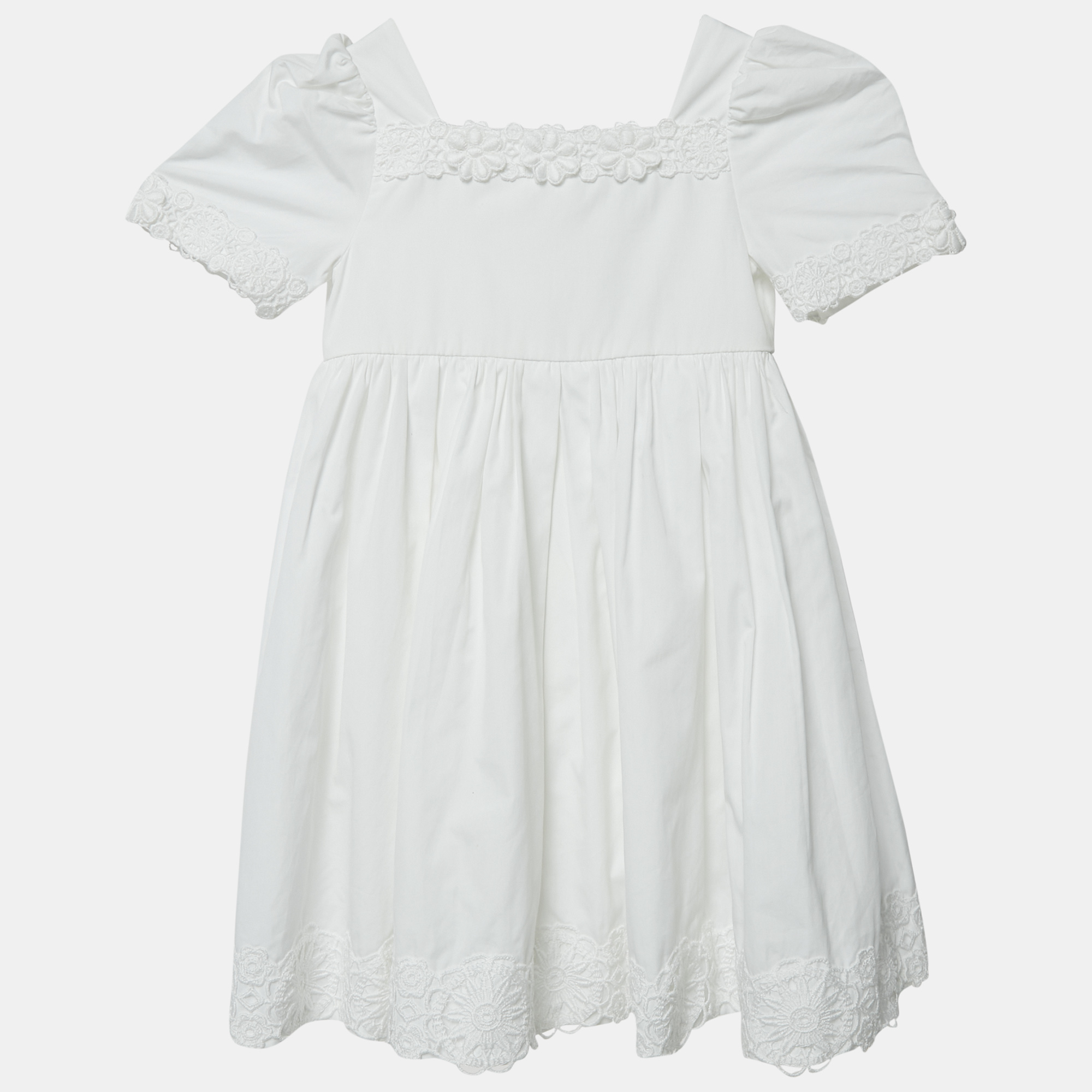 

Dolce & Gabbana Kids White Cotton Lace Trimmed Dress 18-24 M