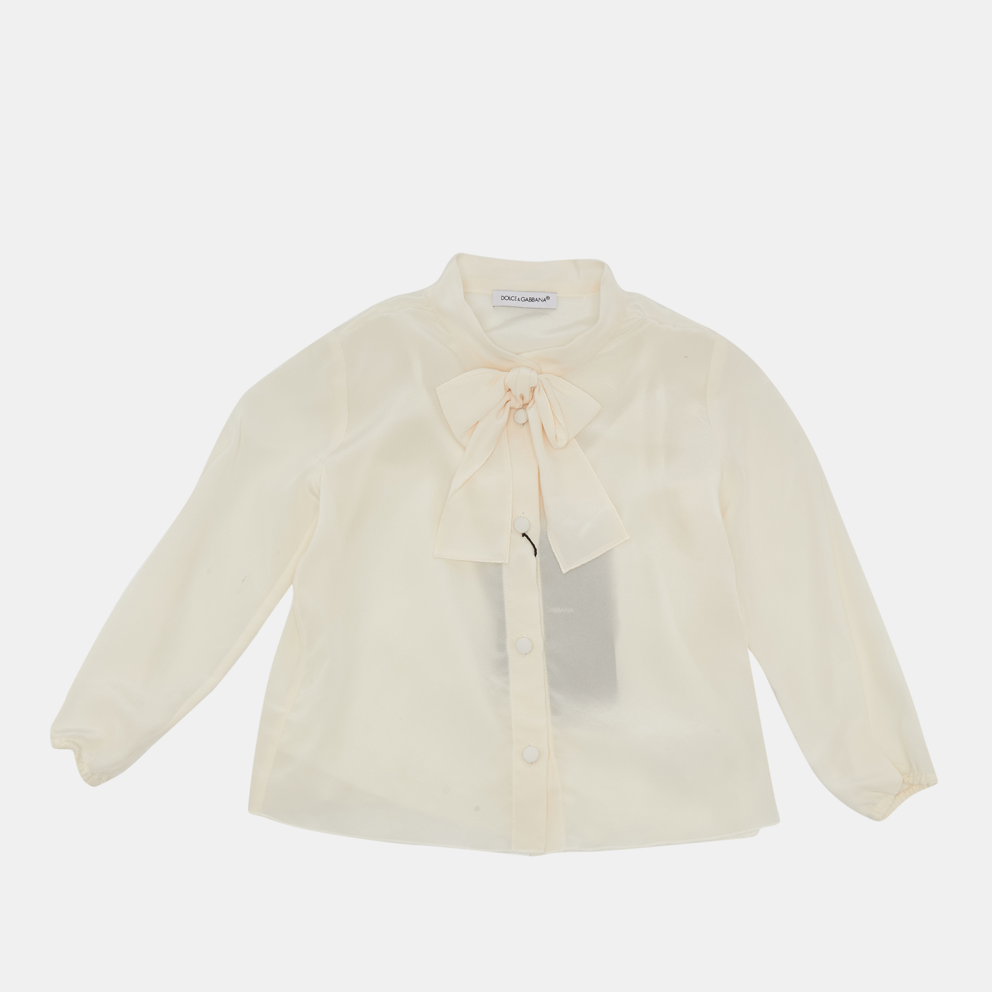 

Dolce & Gabbana Kids Cream Silk Bow Detail 12-18 M