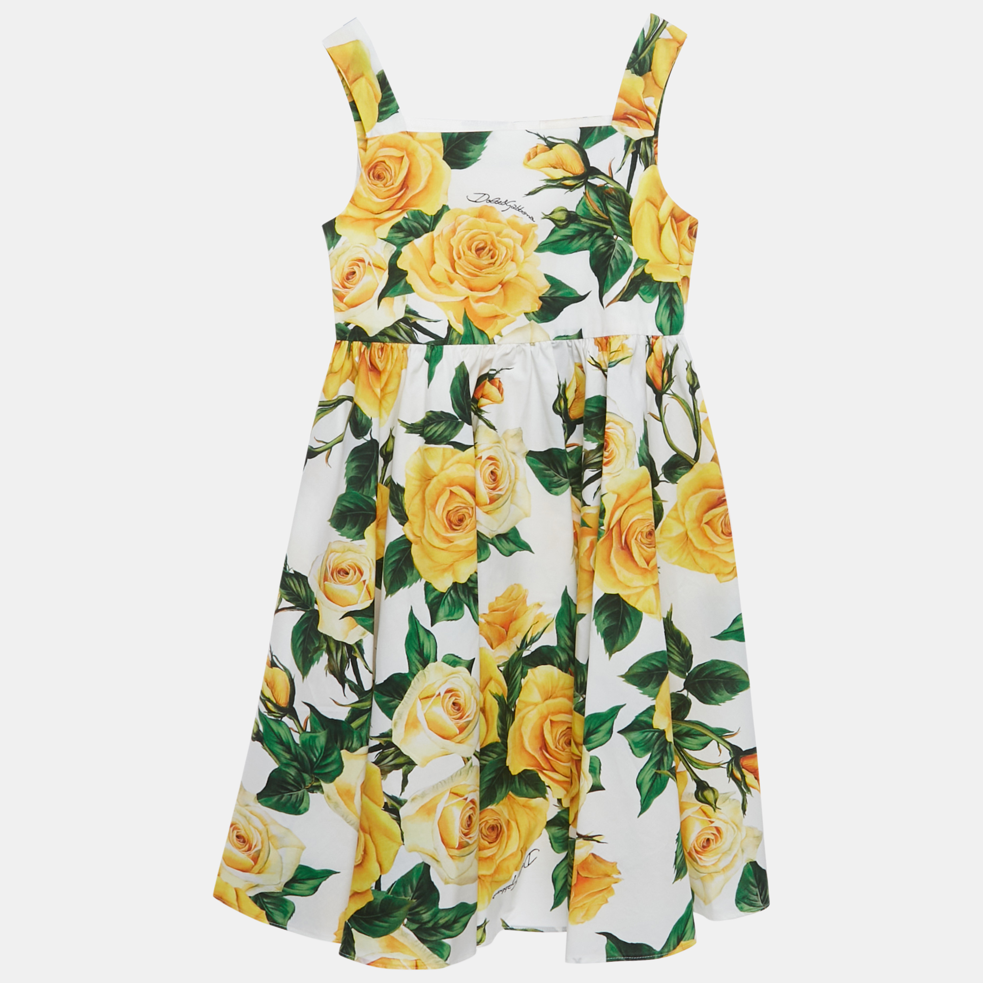 

Dolce & Gabbana Kids Yellow Rose Print Poplin Dress 5 Yrs