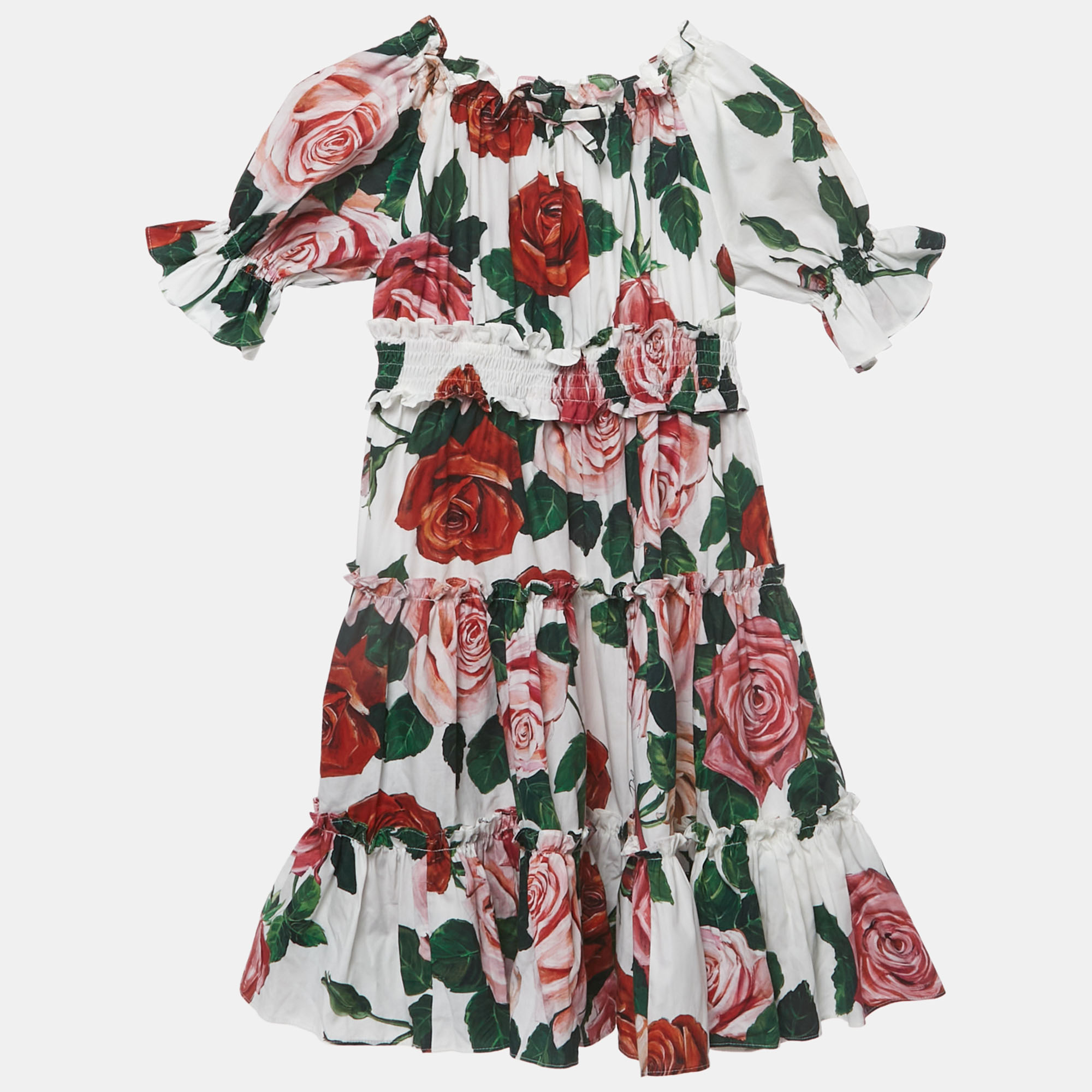 

Dolce & Gabbana Kids White Floral Print Cotton Dress 5 Yrs