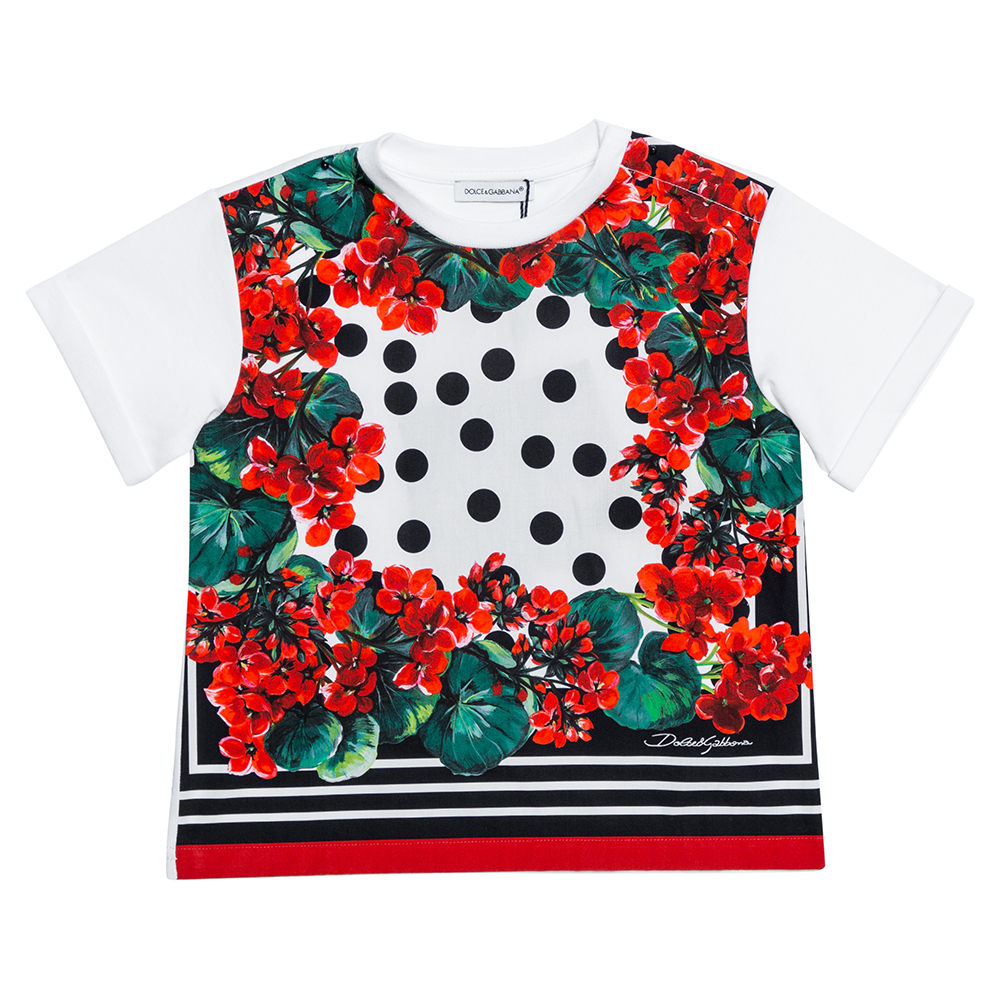 Pre Owned Dolce & Gabbana Multicolor Portofino Polka Dot Print Cotton T Shirt 18-24 Months
