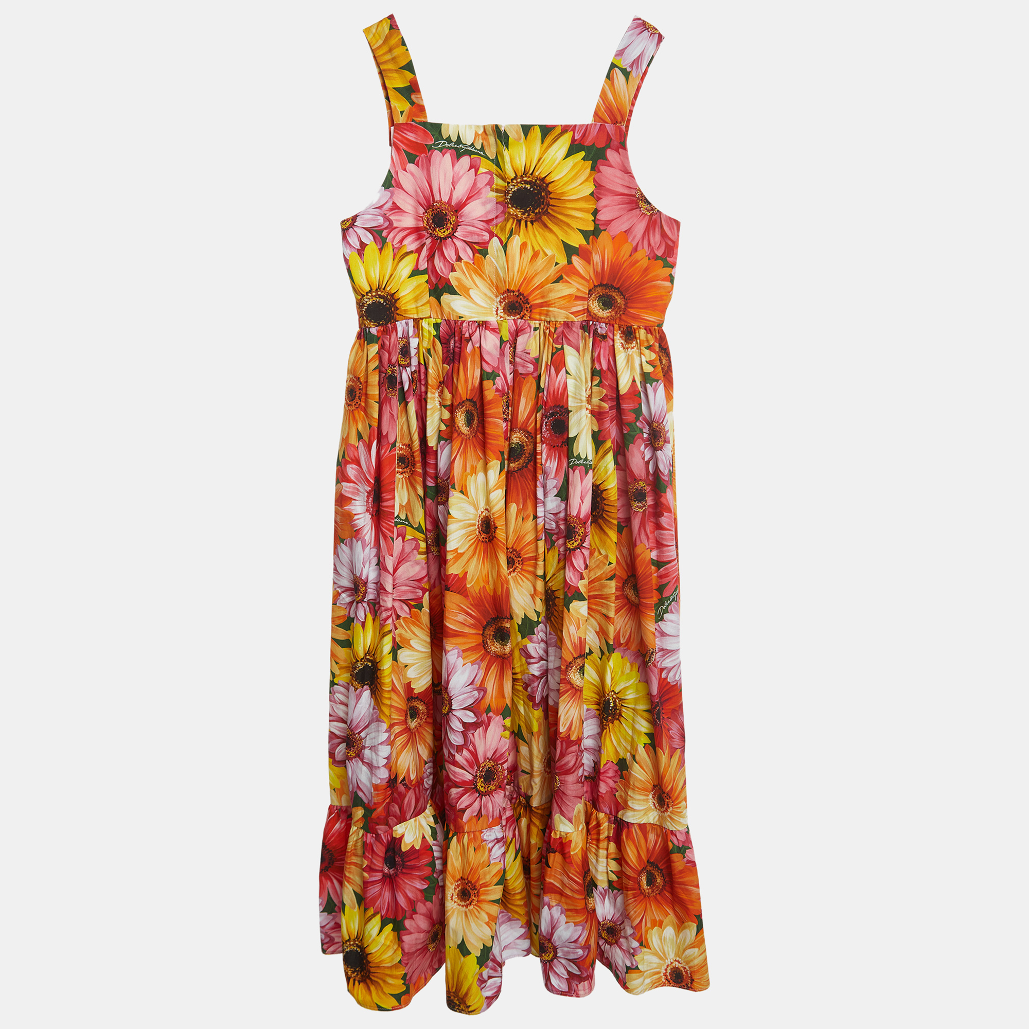 

Dolce & Gabbana Multicolor Floral Printed Cotton Poplin Dress