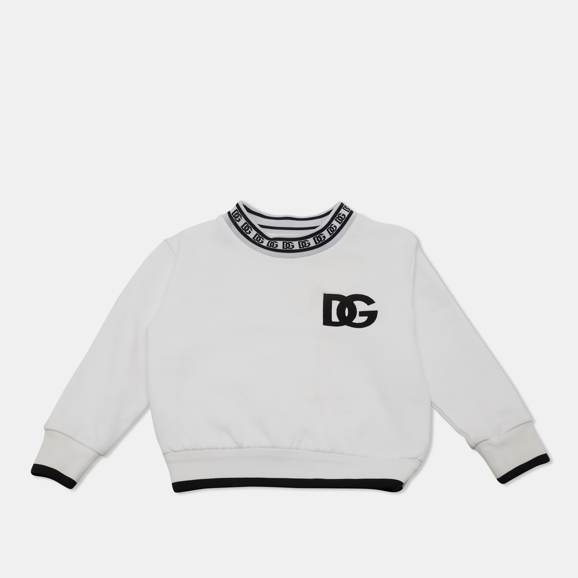

Dolce & Gabbana Kids White Logo Embroidered Cotton Sweatshirt