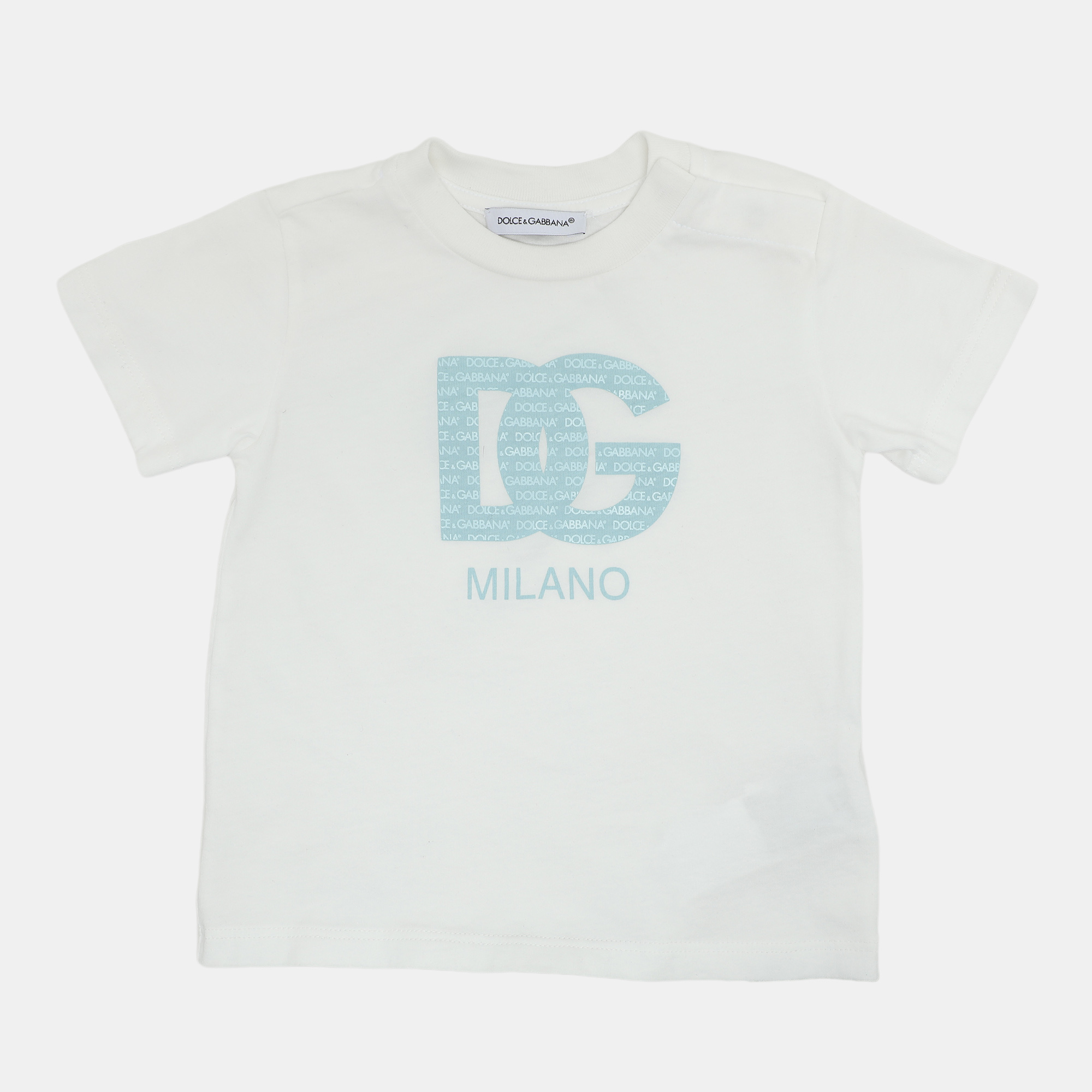 Pre-owned Dolce & Gabbana White Jersey Logo T-shirt 6-9 Month