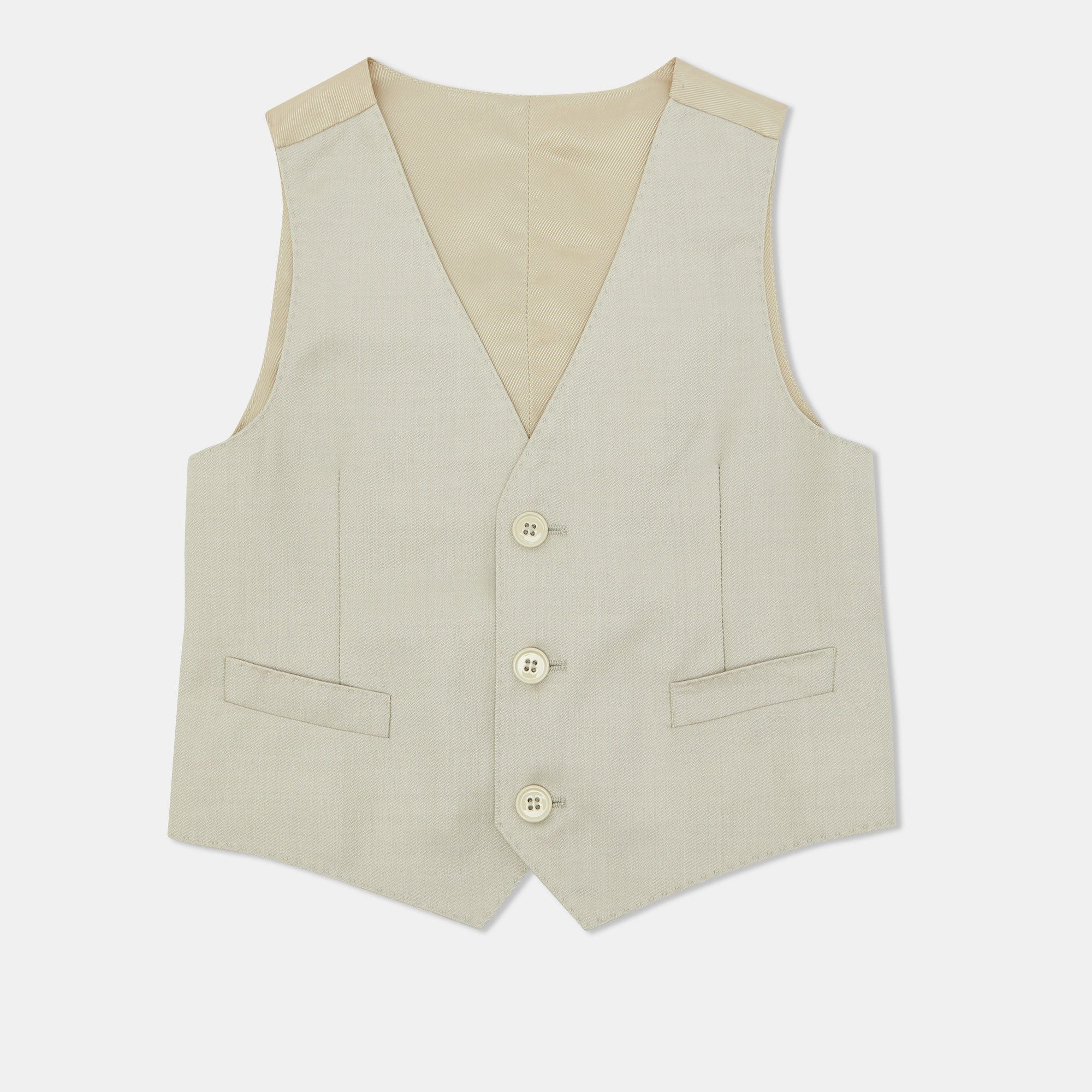 Pre-owned Dolce & Gabbana Beige Wool & Silk Waist Coat 4 Yrs In Sand