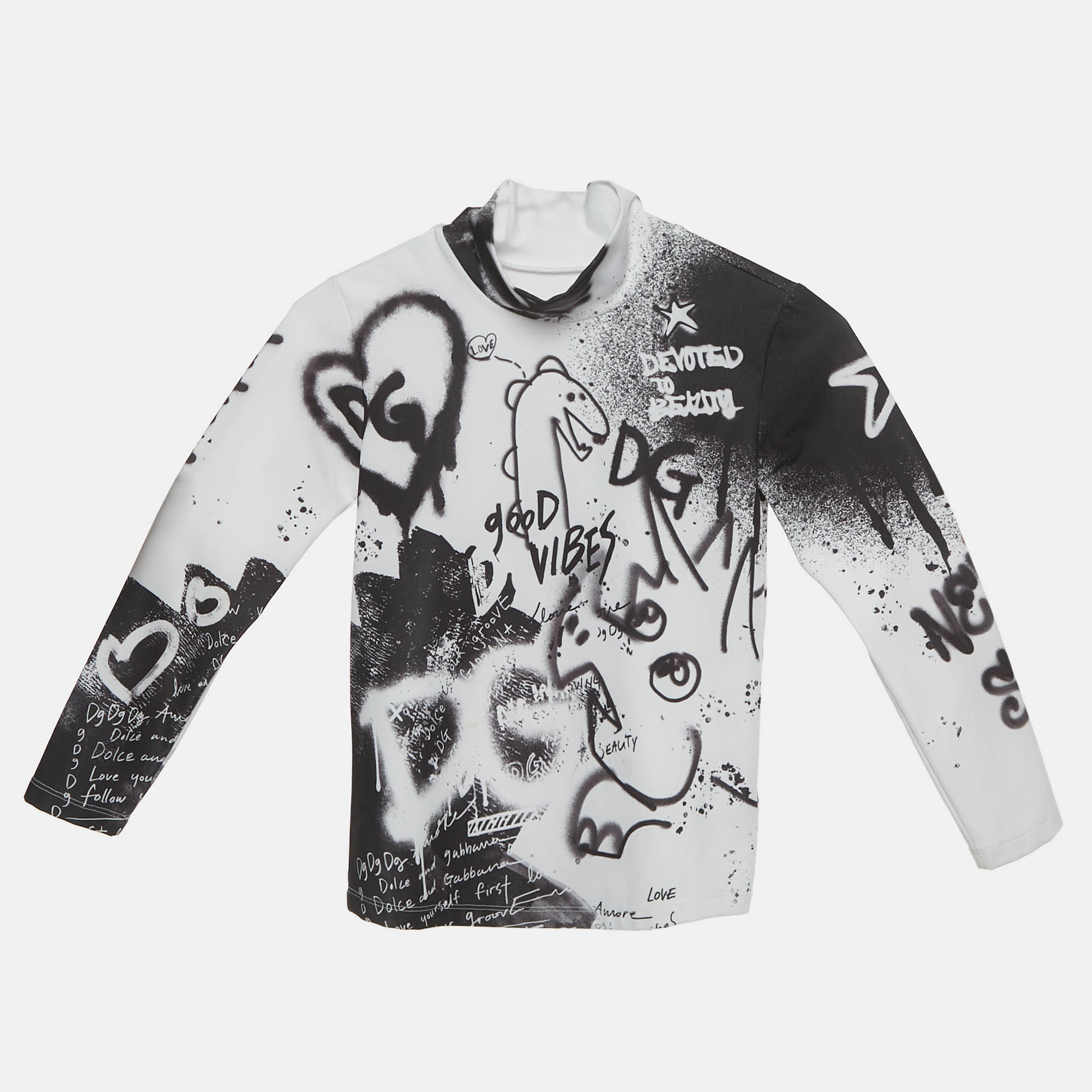 

Dolce & Gabbana Kids White Printed Jersey High Neck T-shirt 6 Yrs
