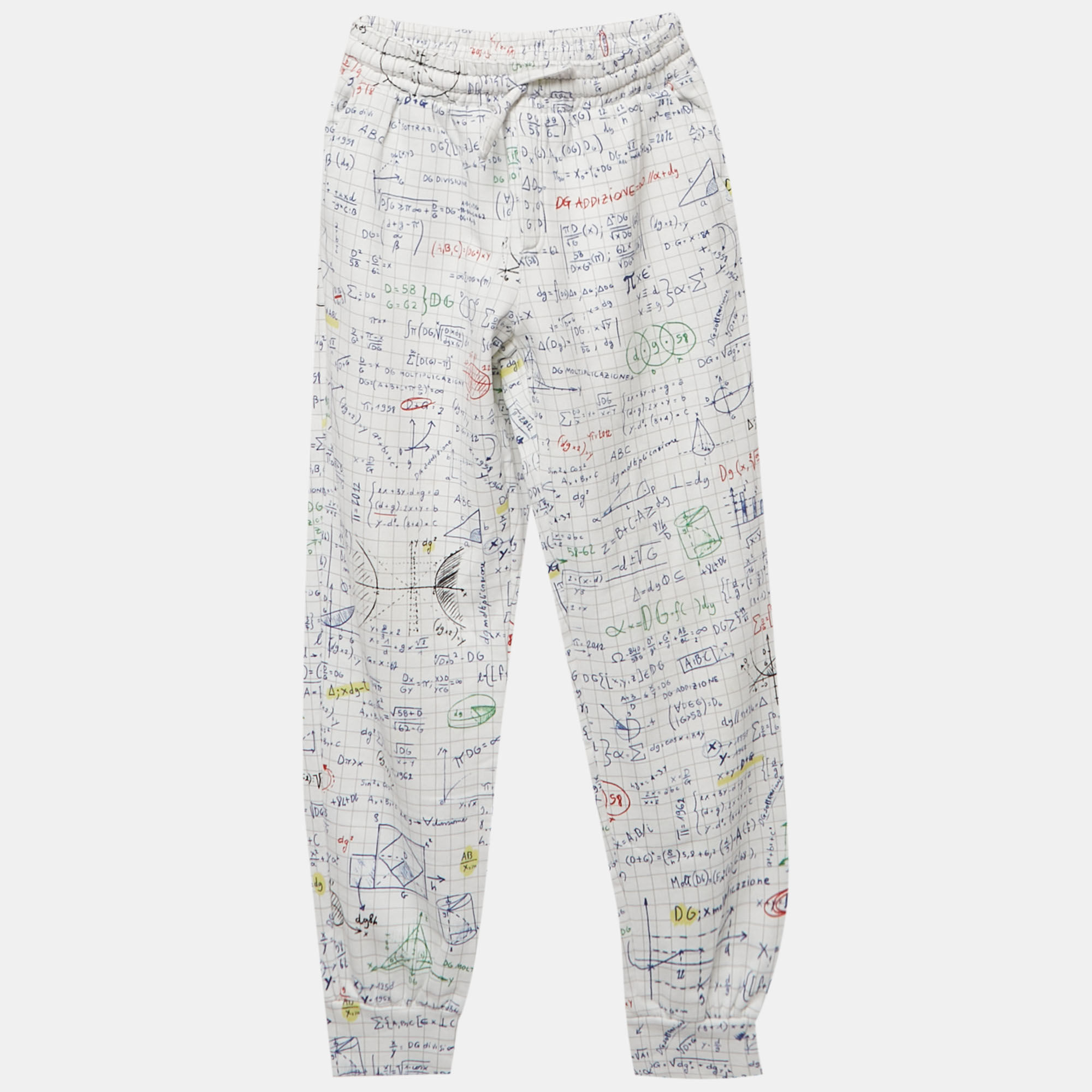 Pre-owned Dolce & Gabbana White Math Print Cotton Joggers 9-10yrs