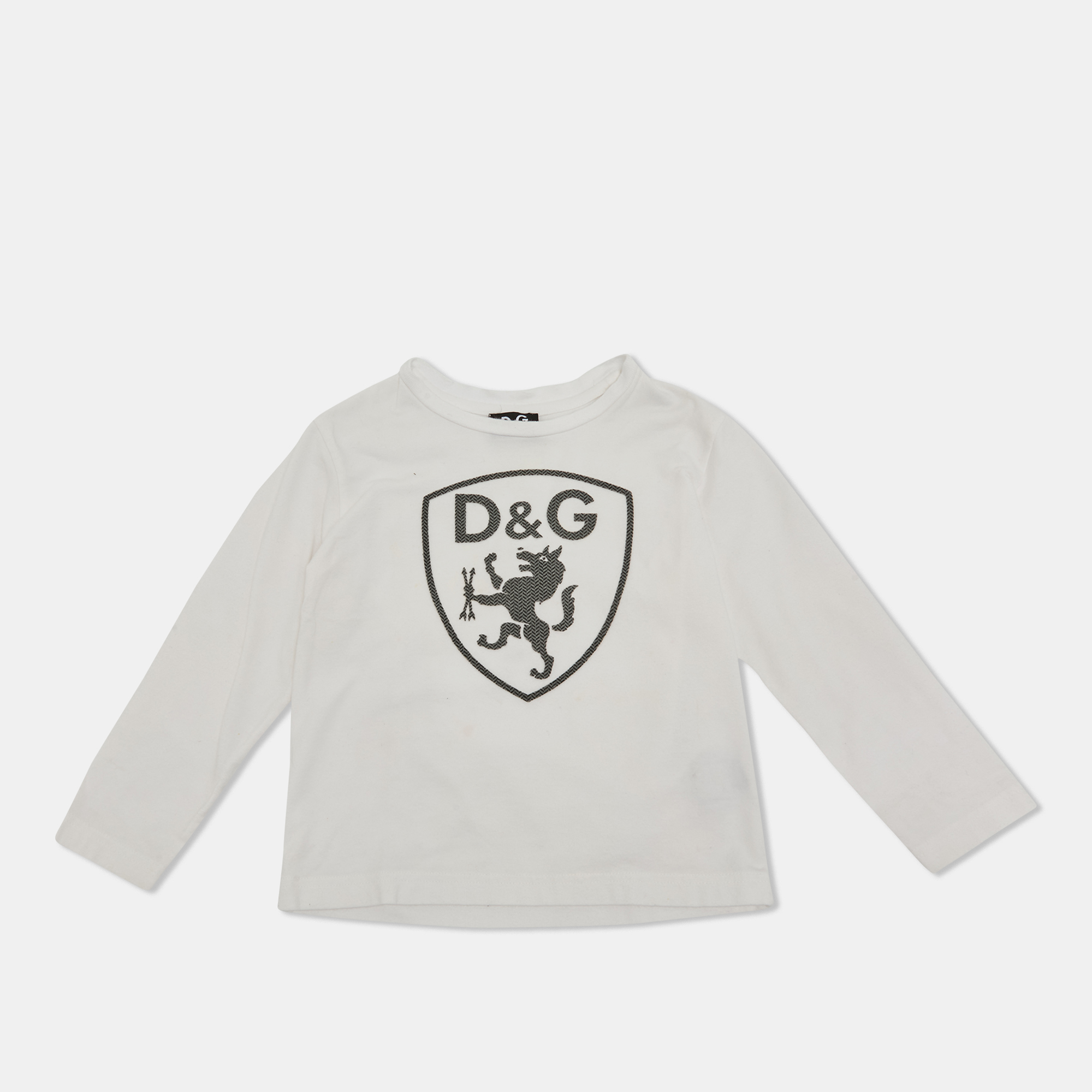 

Dolce & Gabbana Junior White Flocked-Print Jersey T-Shirt 2-3 Yrs