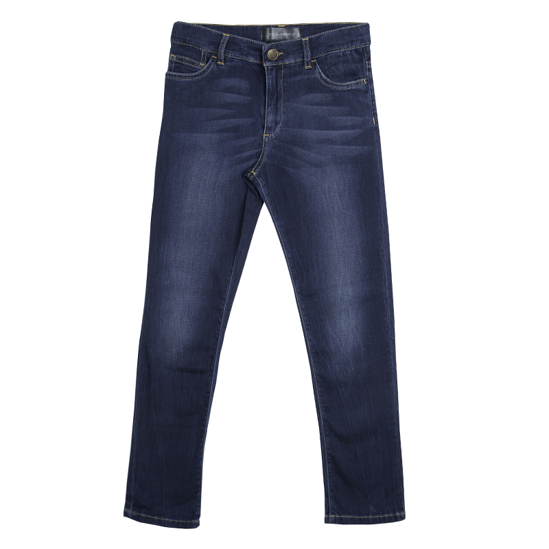Dolce & Gabbana Indigo Dark Wash Denim Faded Effect Stretch Jeans 9 Yrs