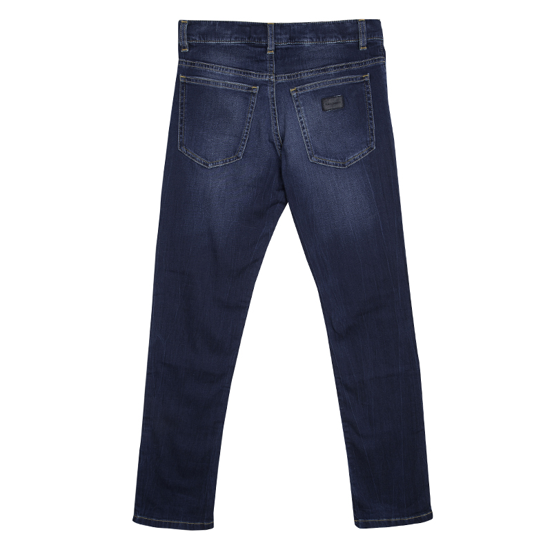 

Dolce and Gabbana Indigo Dark Wash Denim Faded Effect Stretch Jeans 9 Yrs, Blue