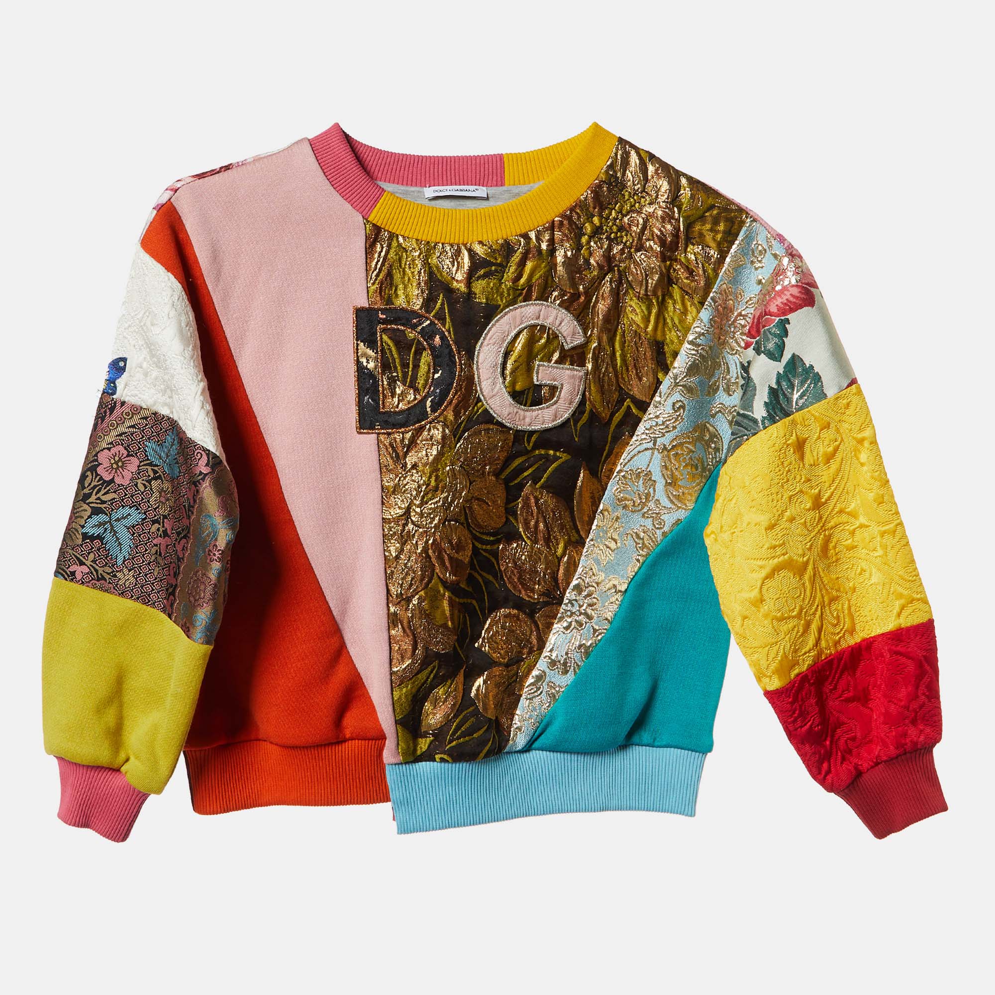 Pre-owned Dolce & Gabbana Multicolor Brocade Patchwork Jumper 5 Yrs