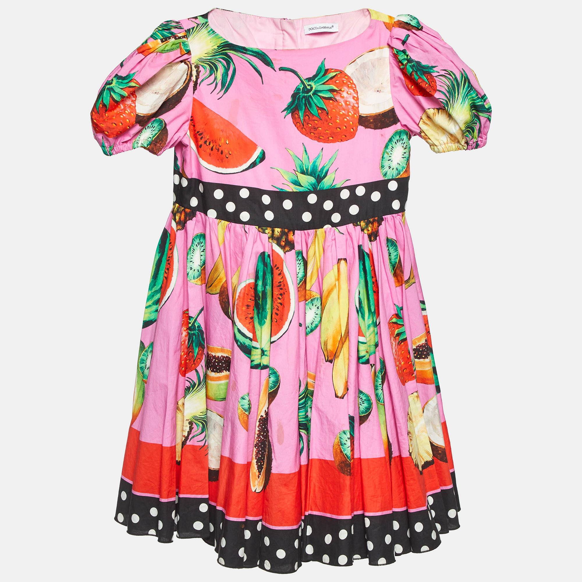 

Dolce & Gabbana Kids Multicolor Fruits Print Cotton Dress 5 Yrs