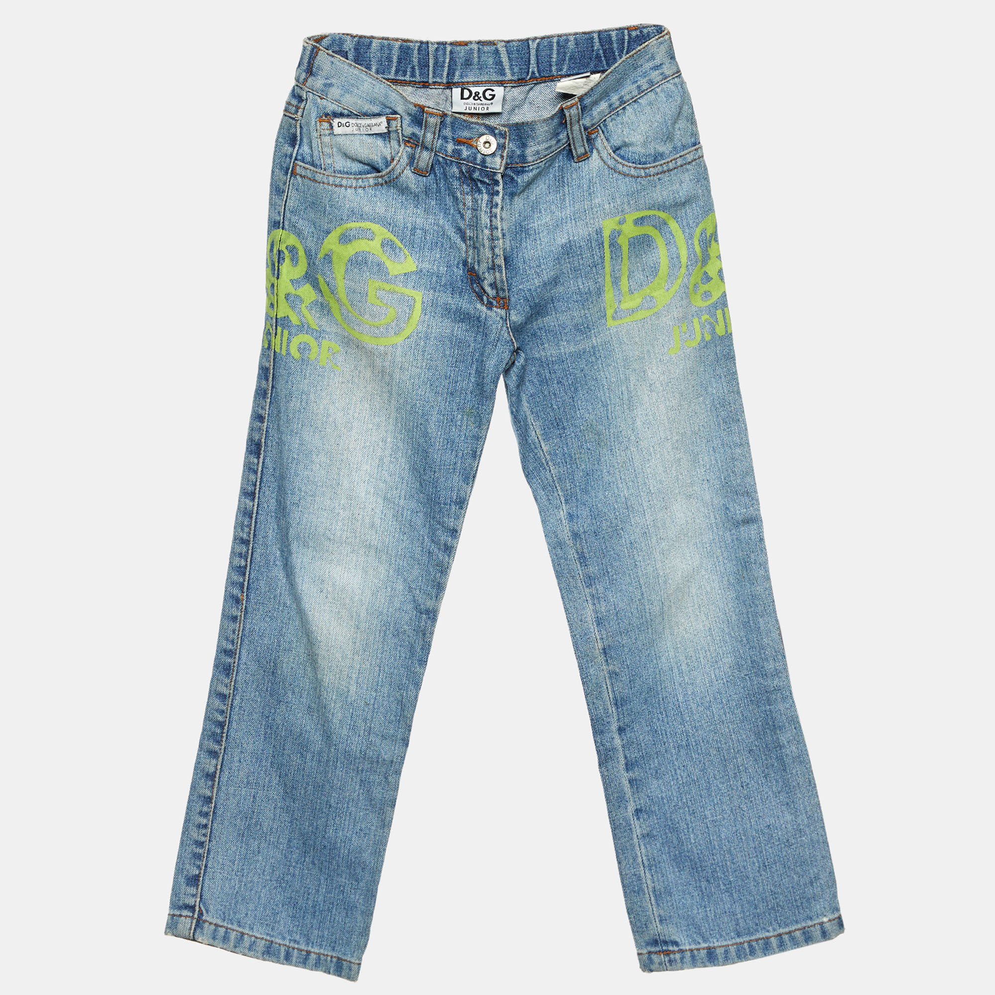 

Dolce & Gabbana Blue Logo Print Denim Jeans 5 Yrs