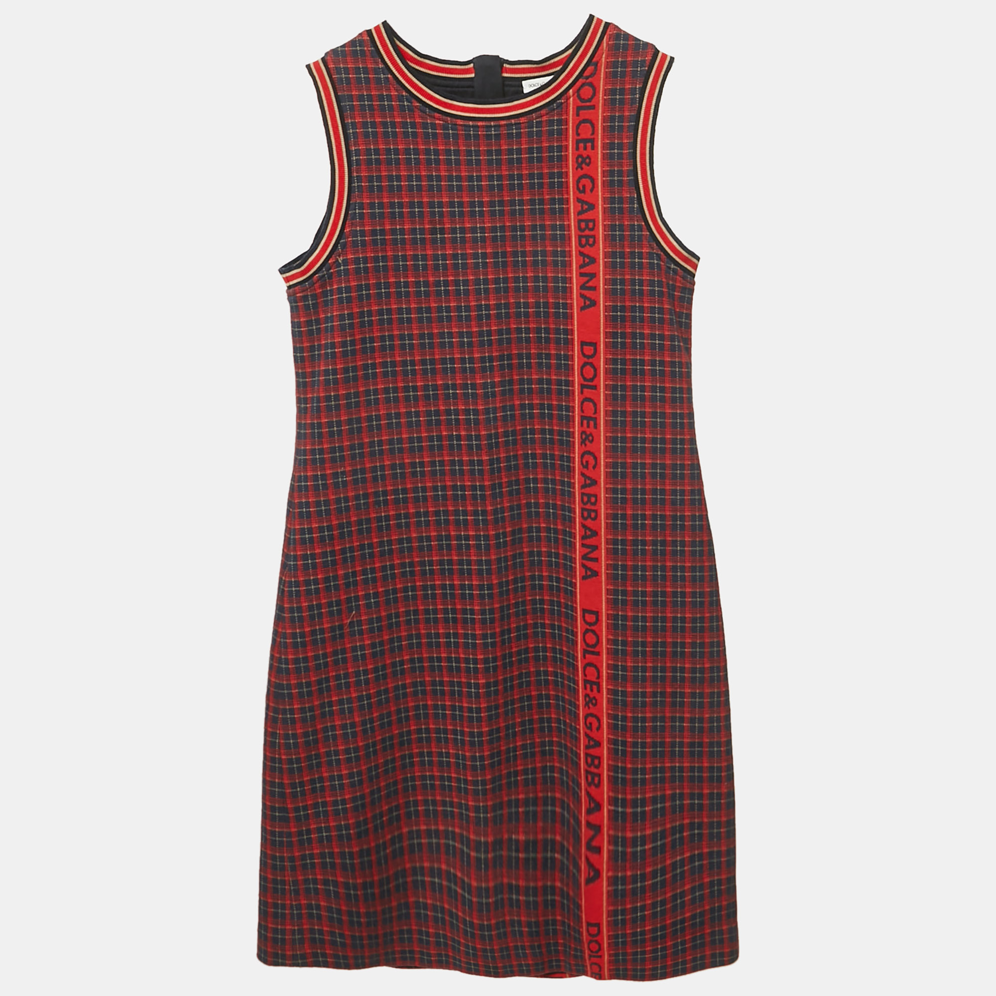 

Dolce & Gabbana Navy Blue/Red Plaid Jersey Dress 9/10Yrs