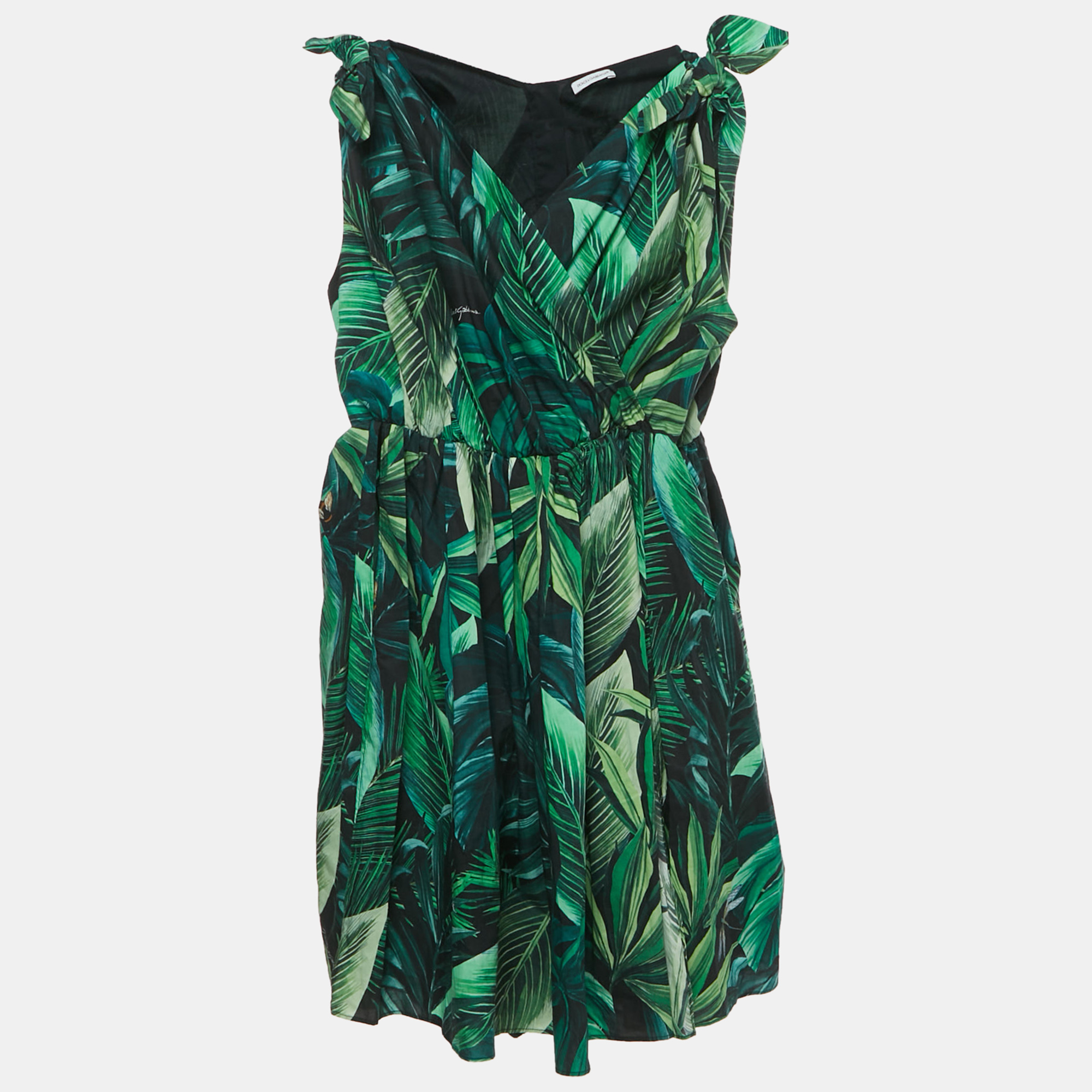 

Dolce & Gabbana Kids Green Tropical Print Cotton Slit Dress Set 11/12 Yrs