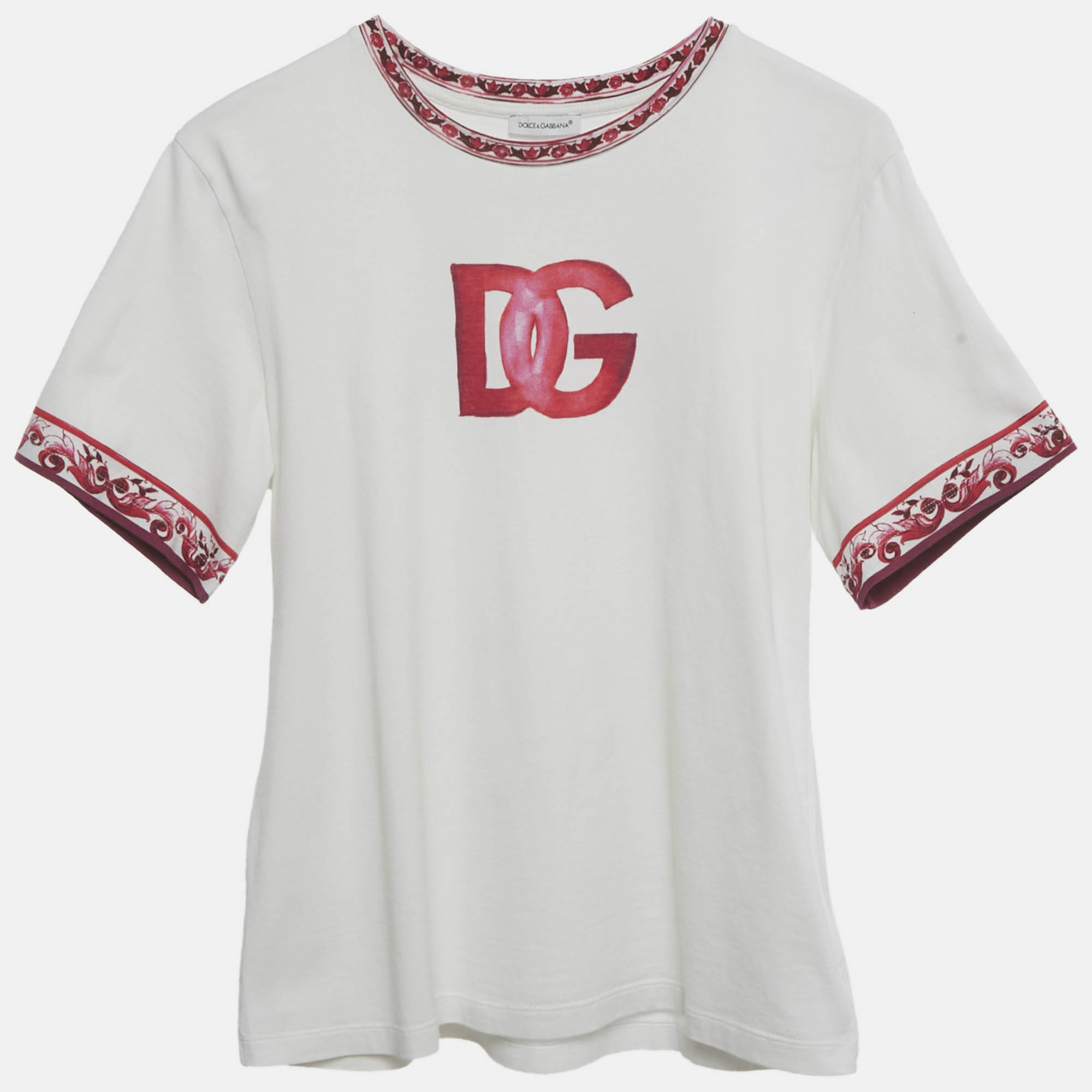 

Dolce & Gabbana Kids White Majolica Print Cotton T-Shirt