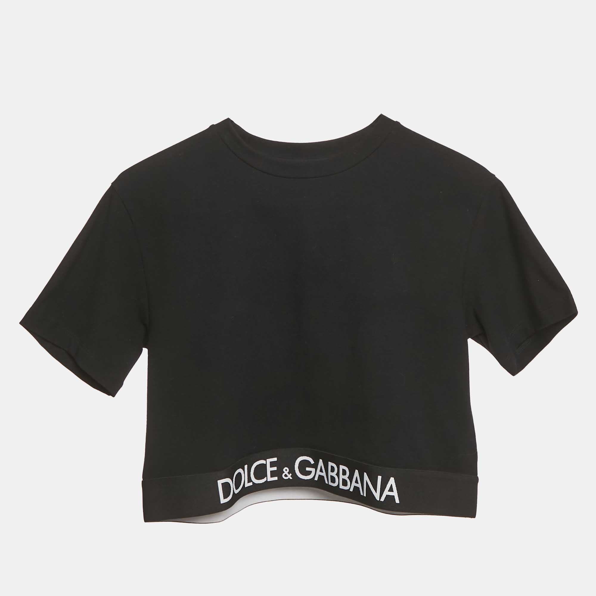 

Dolce & Gabbana Kids Black Logo Hem Jersey T-Shirt 11/12 Yrs
