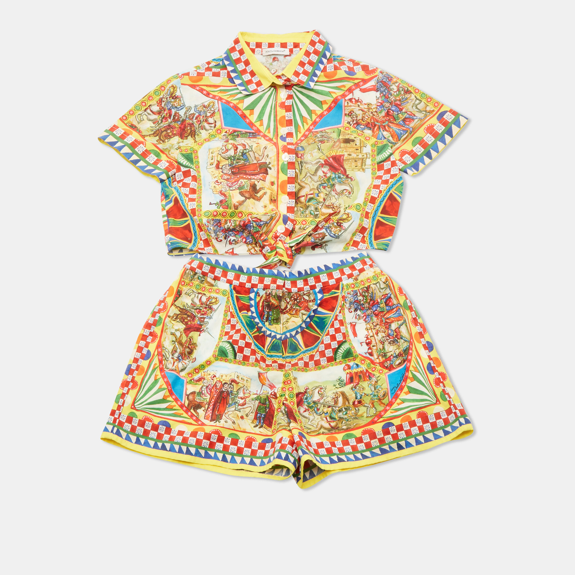 

Dolce & Gabbana Kids Multicolor Carretto Print Cotton Top & Shorts Set 7/8 ,6 Yrs