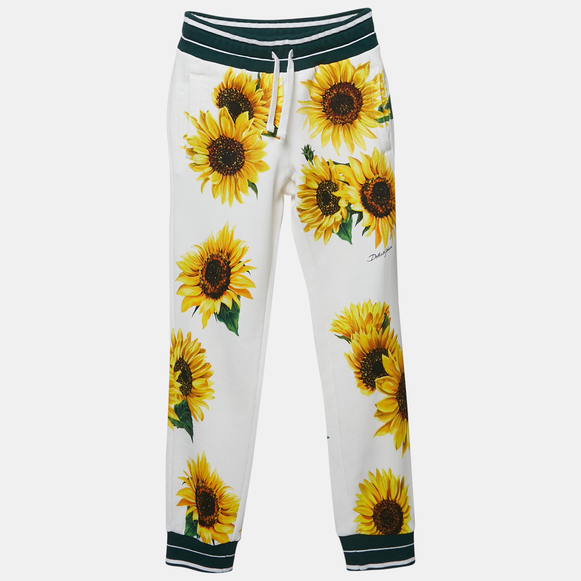 

Dolce & Gabbana Kids Yellow Sunflower Print Cotton Joggers 7/8 Yrs