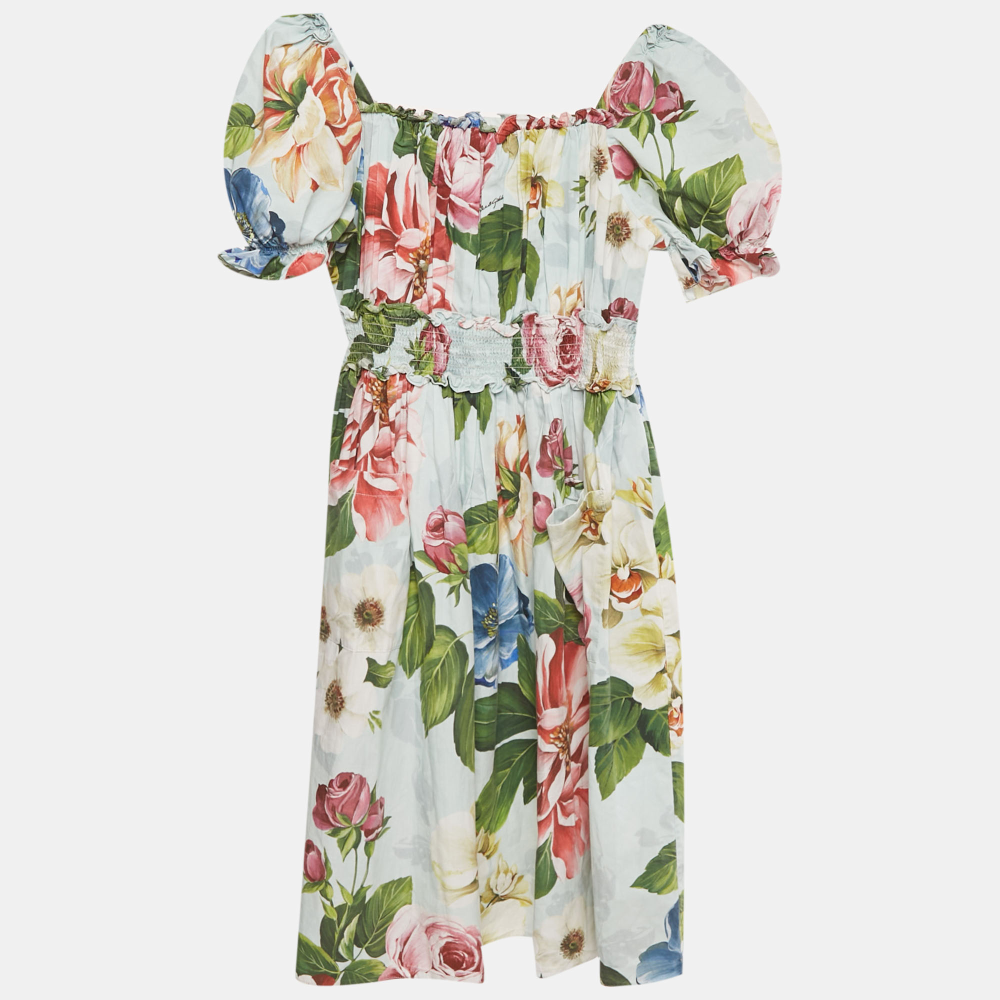 

Dolce & Gabbana Kids Blue Floral Print Poplin Dress 11-12Yrs