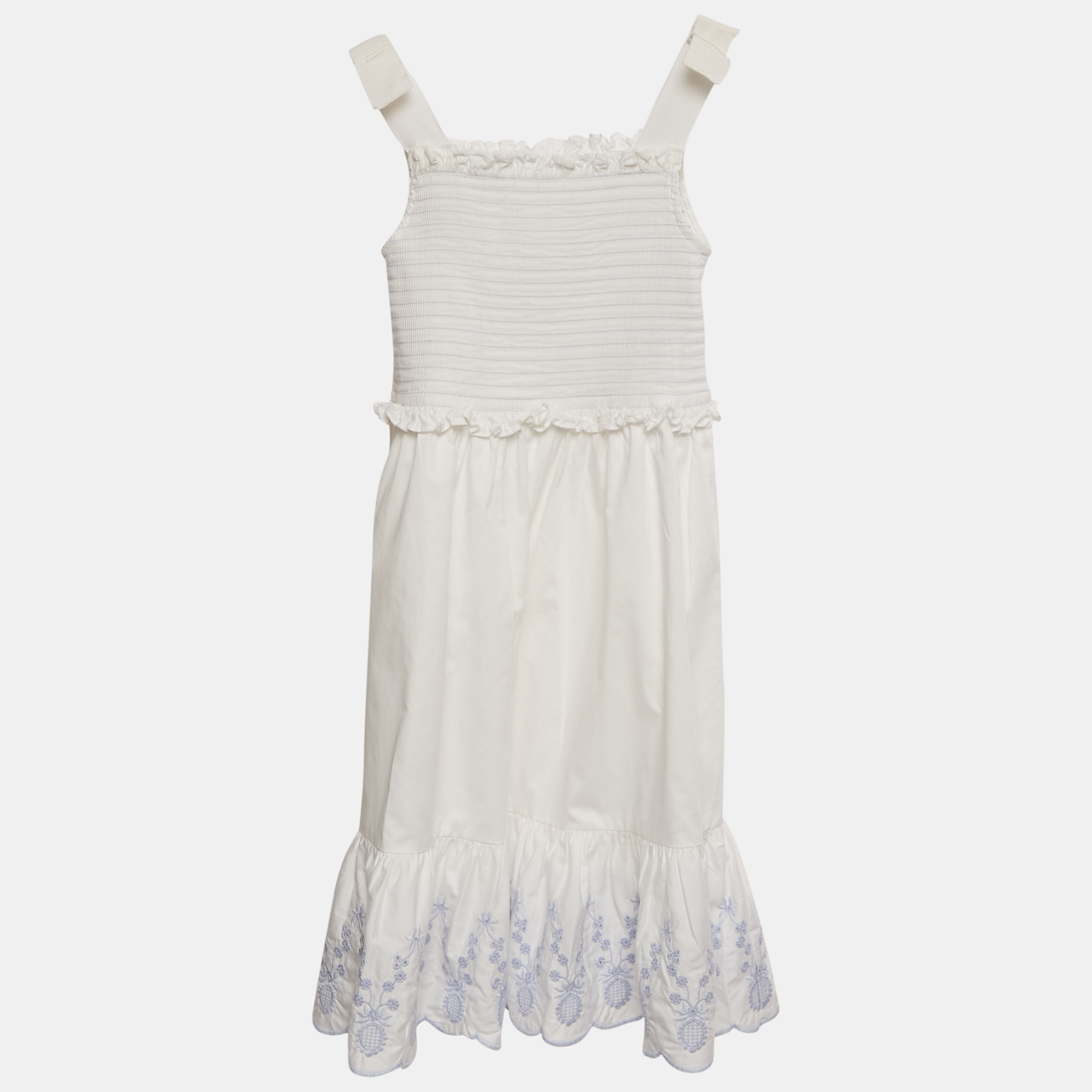 

Self-Portrait White Embroidered Cotton Smocking Dress 6-7Yrs