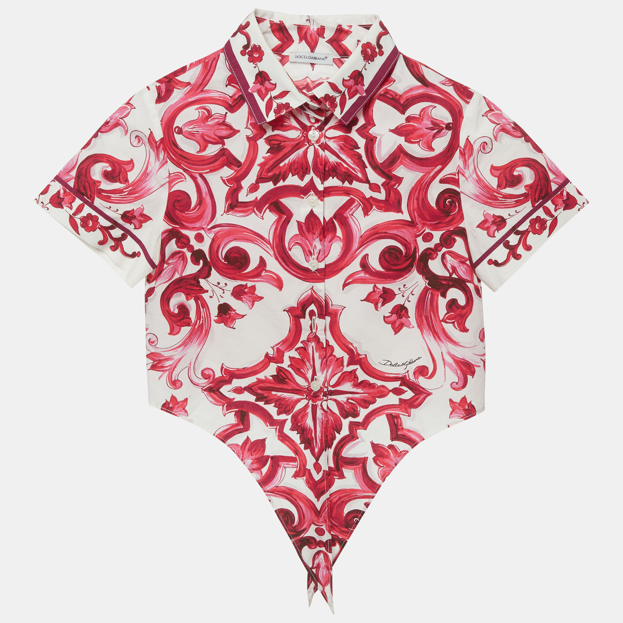 

Dolce & Gabbana Kids White/Pink Majolica Print Cotton Top & Skirt Set 7/8 Yrs