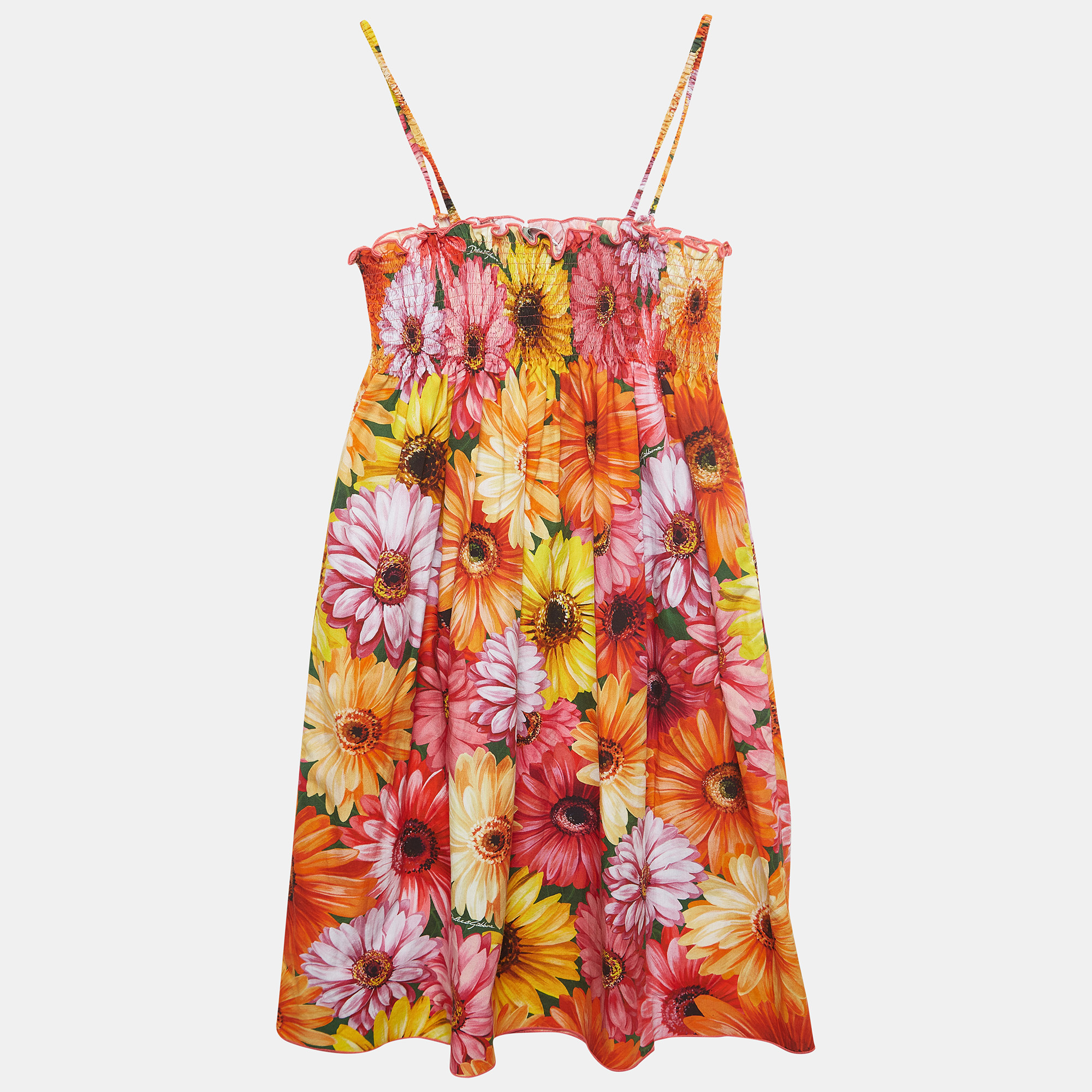 

Dolce & Gabbana Multicolor Floral Printed Cotton Poplin Dress