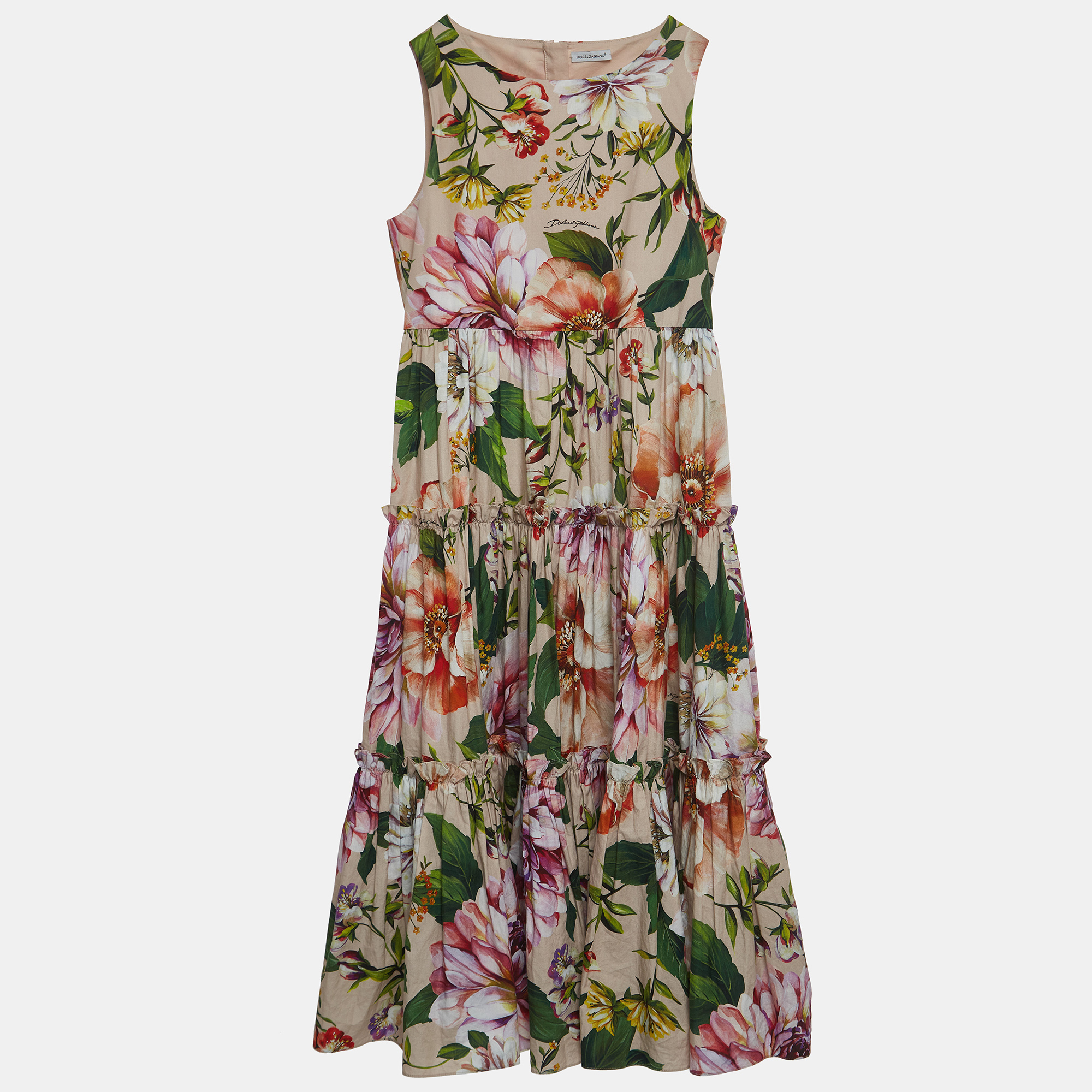 

Dolce & Gabbana Pink Floral Printed Cotton Poplin Dress