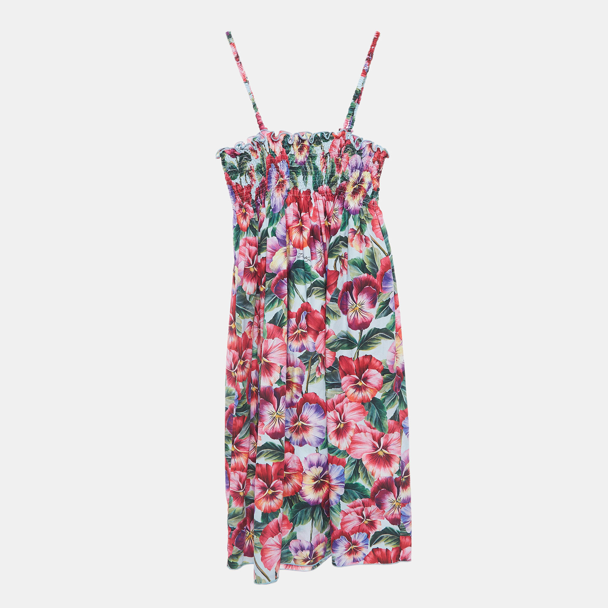 

Dolce & Gabbana Multicolor Floral Printed Cotton Poplin Dress