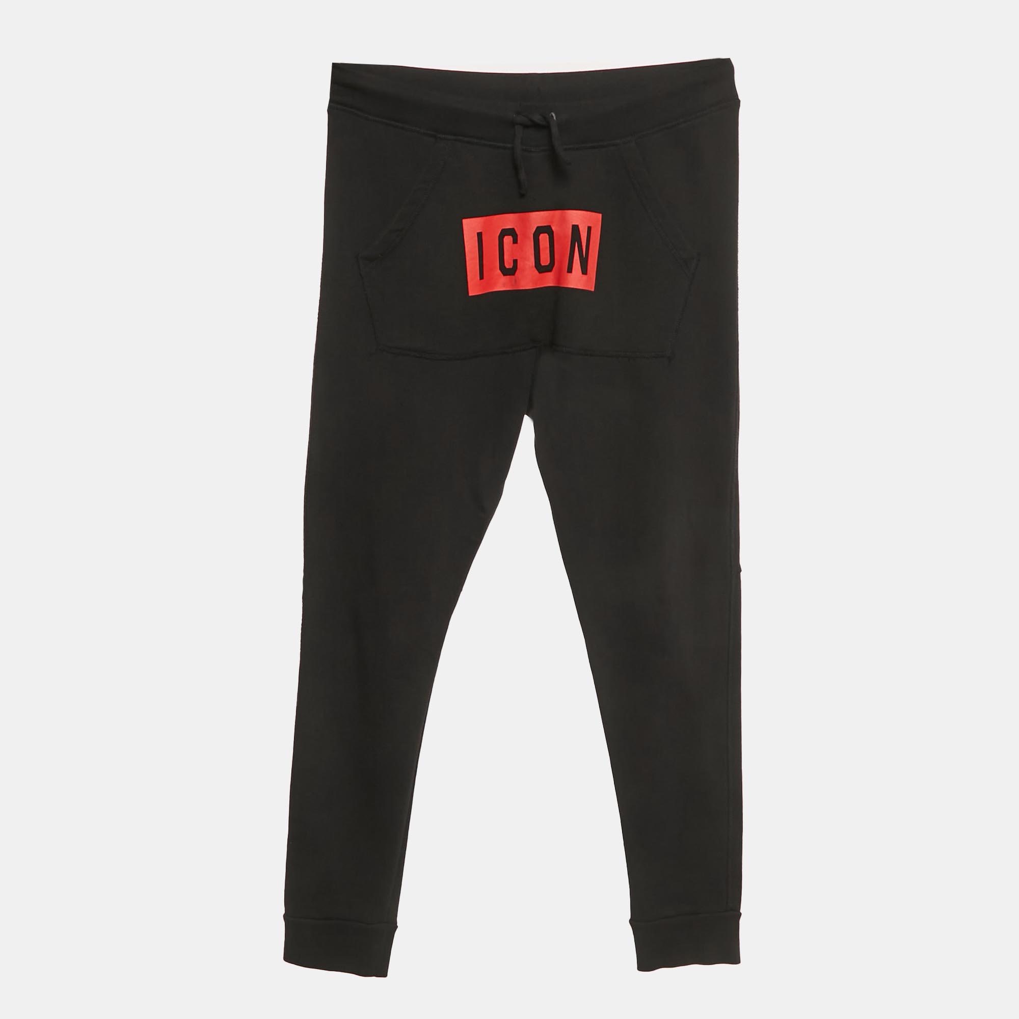 Pre-owned Dsquared2 Black Logo Print Cotton Joggers 16yrs