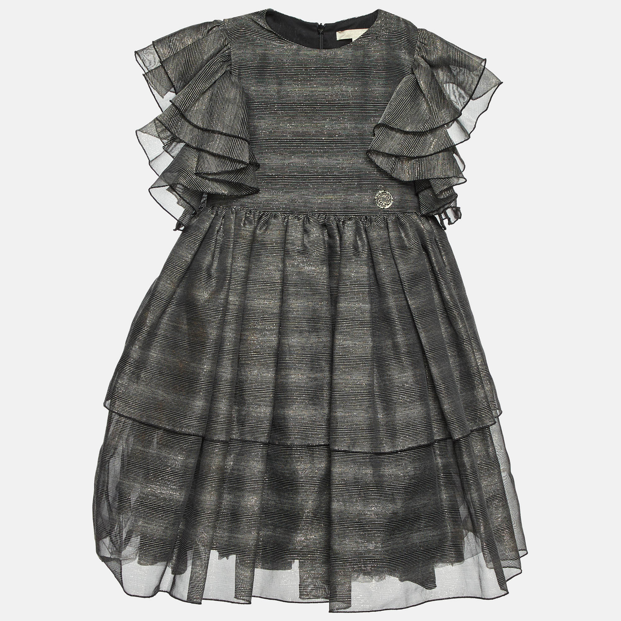 

Elie Saab Kids Black Lurex Mesh Flared Dress 6 Yrs