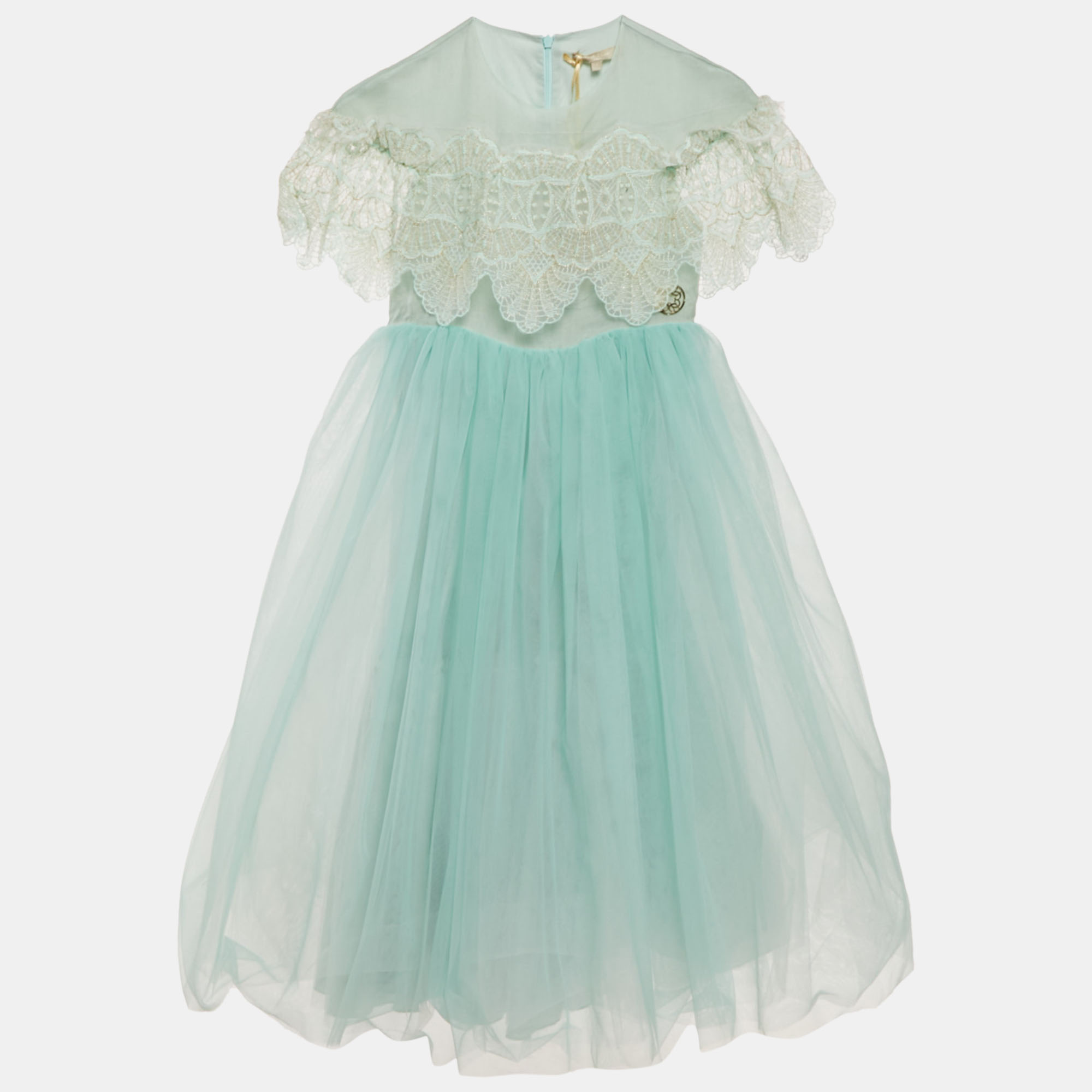 

Elie Saab Junior Mint Green Lurex Lace Trim Tulle Dress 8 Yrs