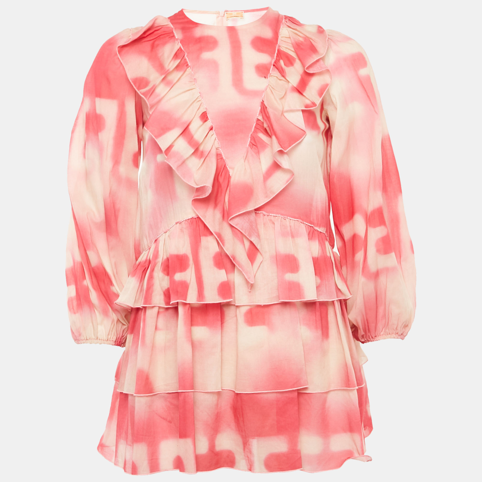 

Elisabetta Franchi Kids Pink Printed Cotton Ruffled Dress
