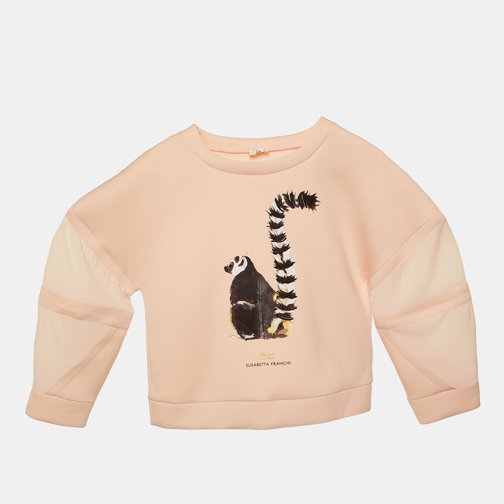 

Elisabetta Franchi La mia Bambina Pink Lemur Print Jersey Sweatshirt XL