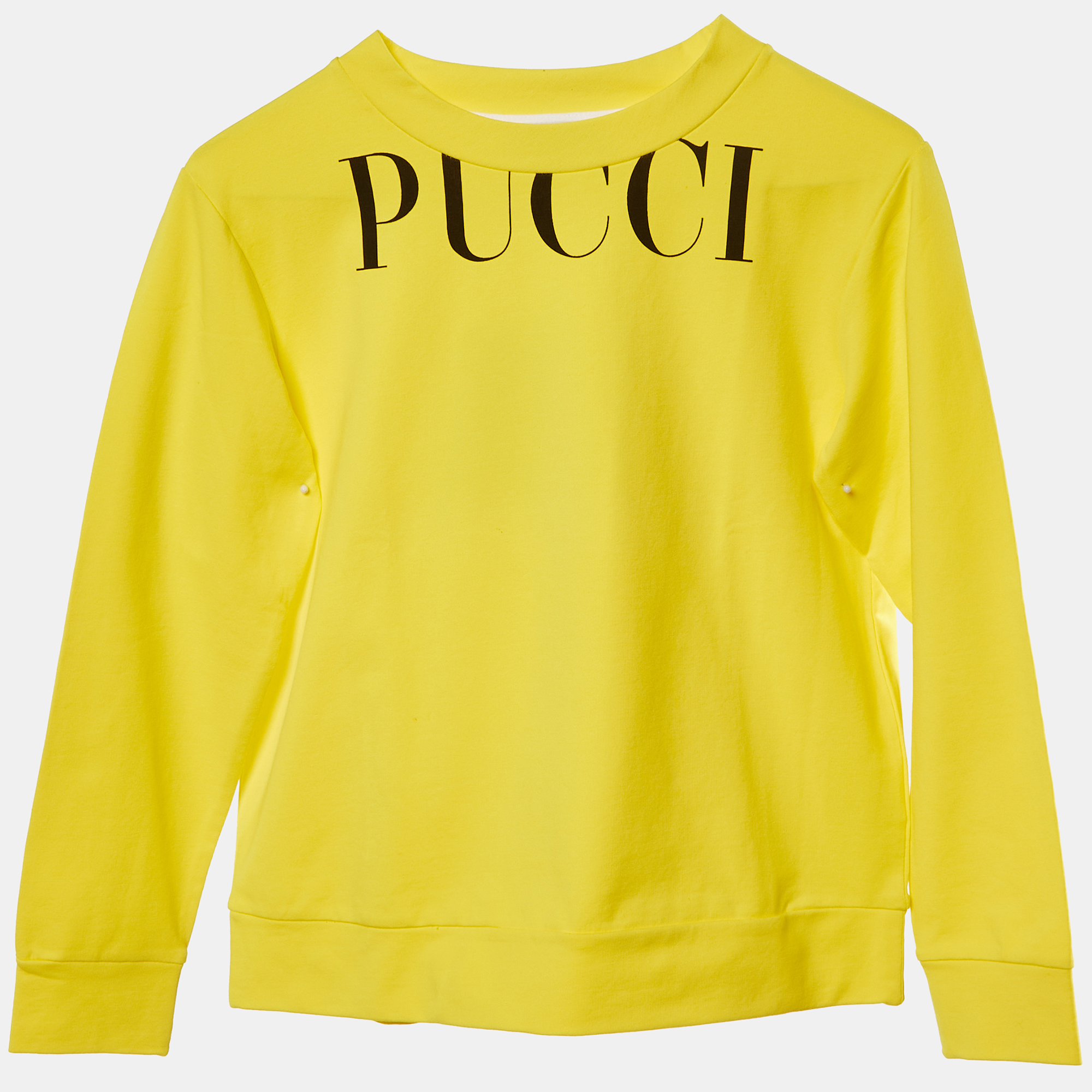 Pre-owned Emilio Pucci Kids Yellow Logo Print Cotton Sweatshirt Size 10 Yrs