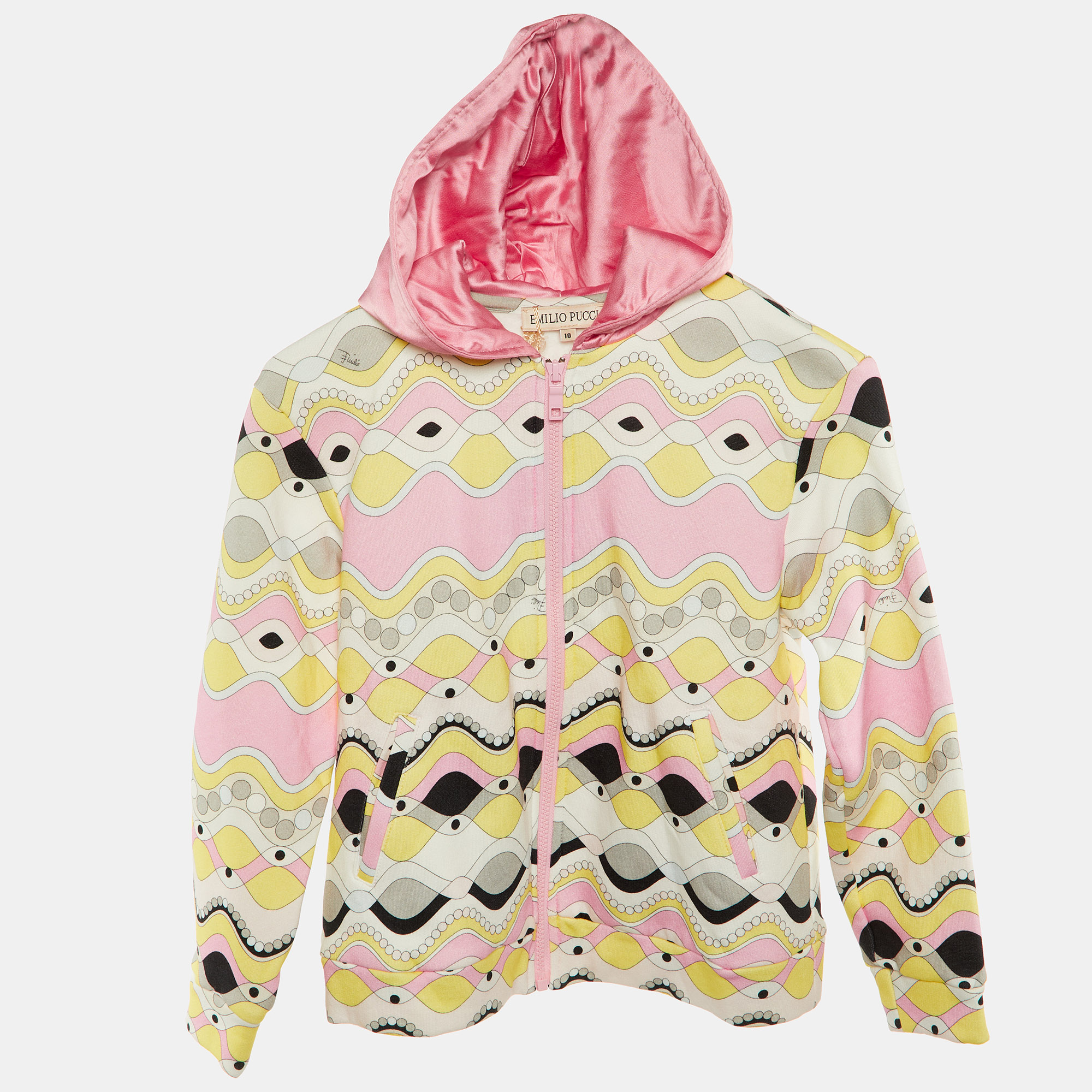 

Emilio Pucci Kids Pink Printed Cotton Hooded Jacket Size 10 Yrs