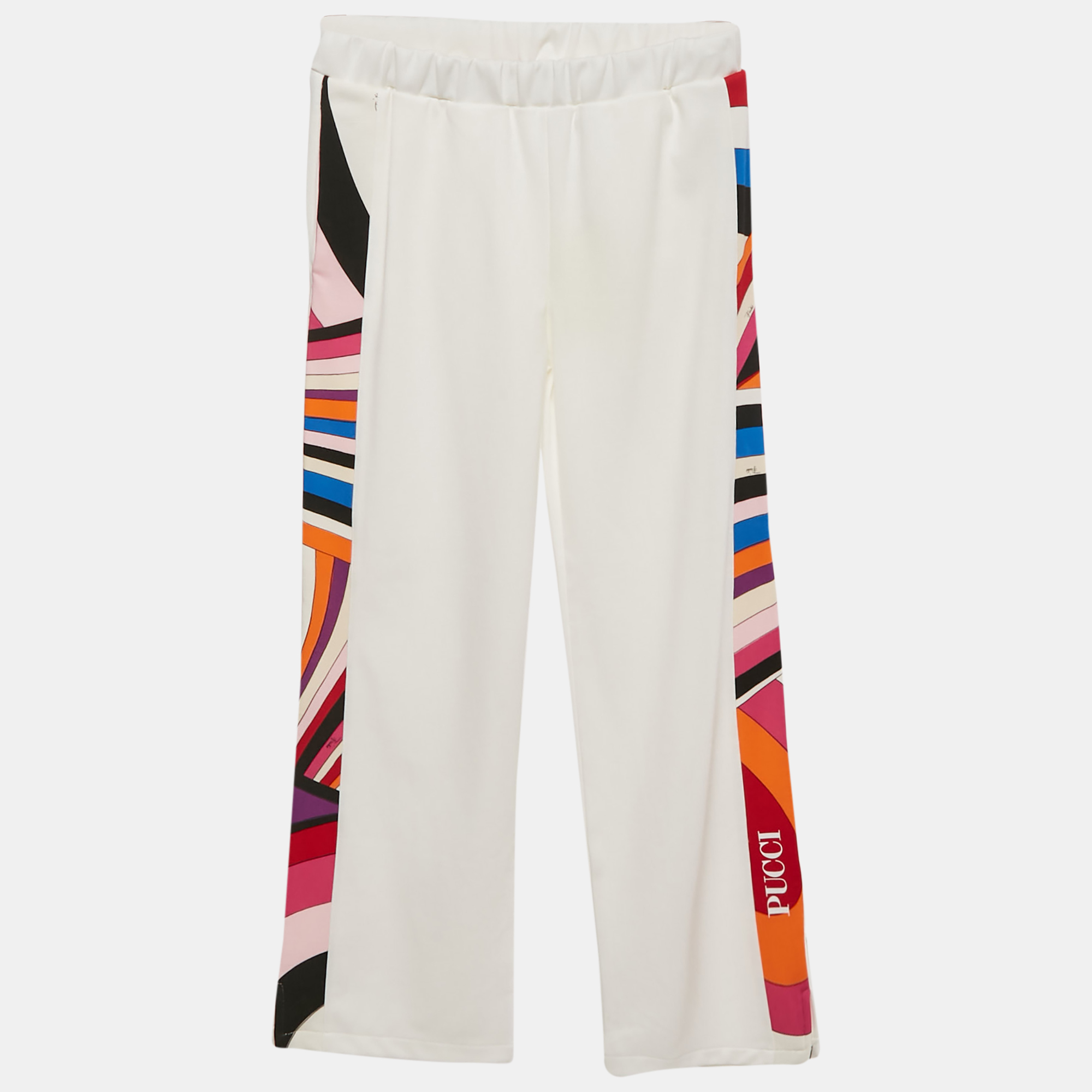 Pre-owned Pucci White Jersey Iris Print Straight Joggers 12 Yrs