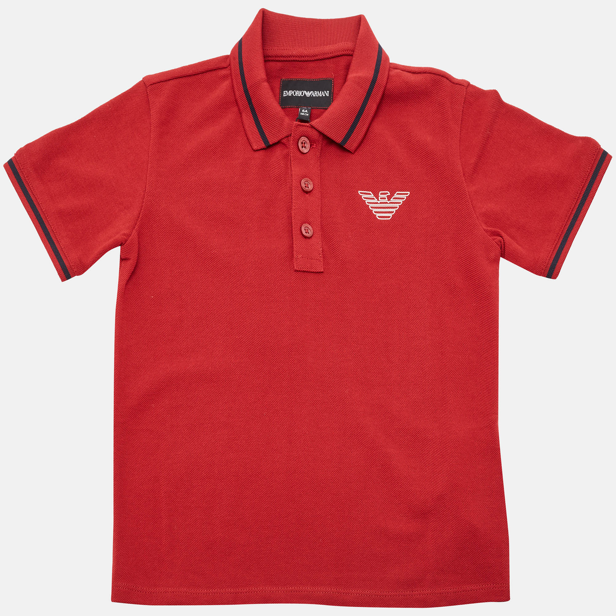 

Emporio Armani Kids Red Eagle Logo Print Cotton Pique Polo T-Shirt 6 yrs