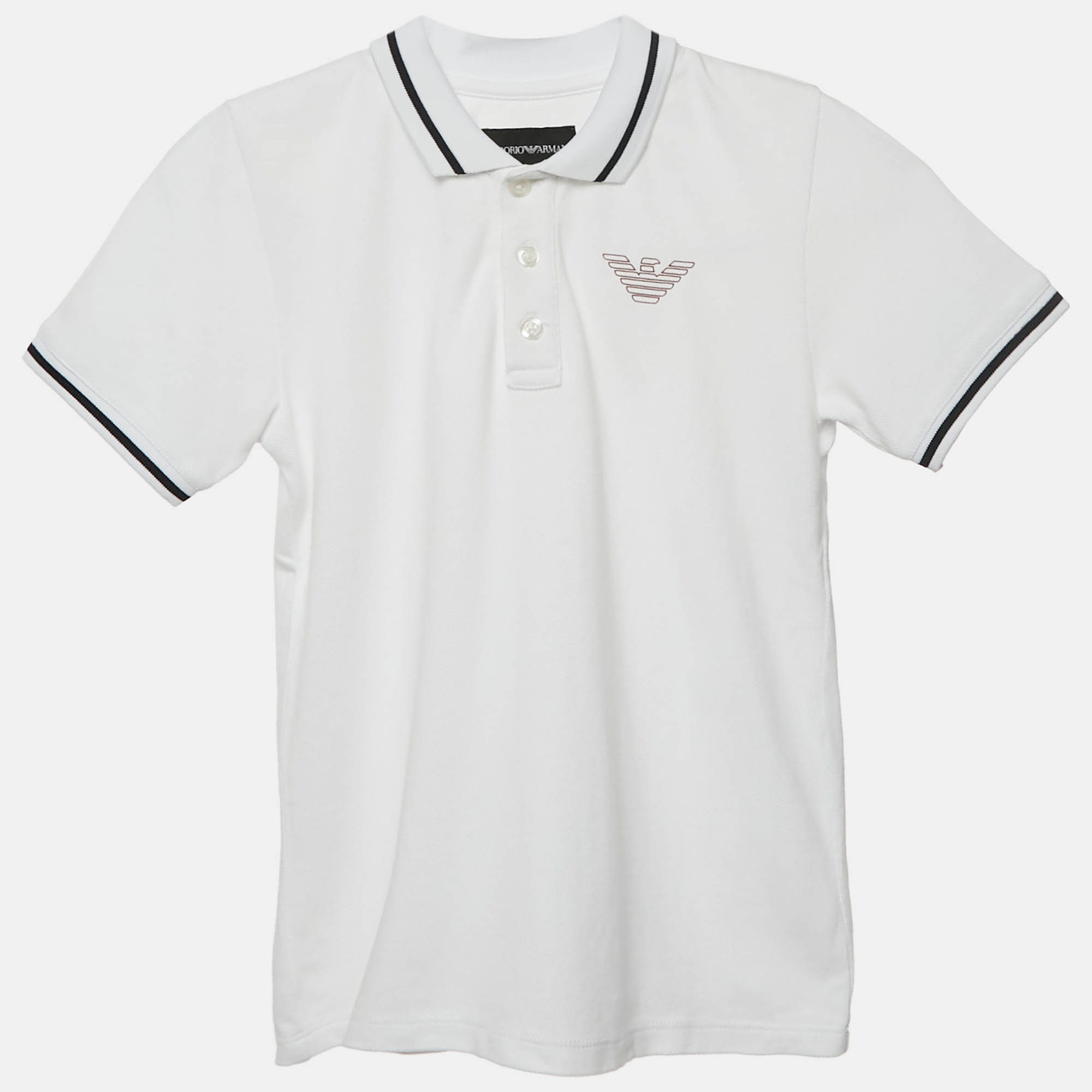 

Emporio Armani Kids White Eagle Logo Print Cotton Pique Polo T-Shirt 6 Yrs