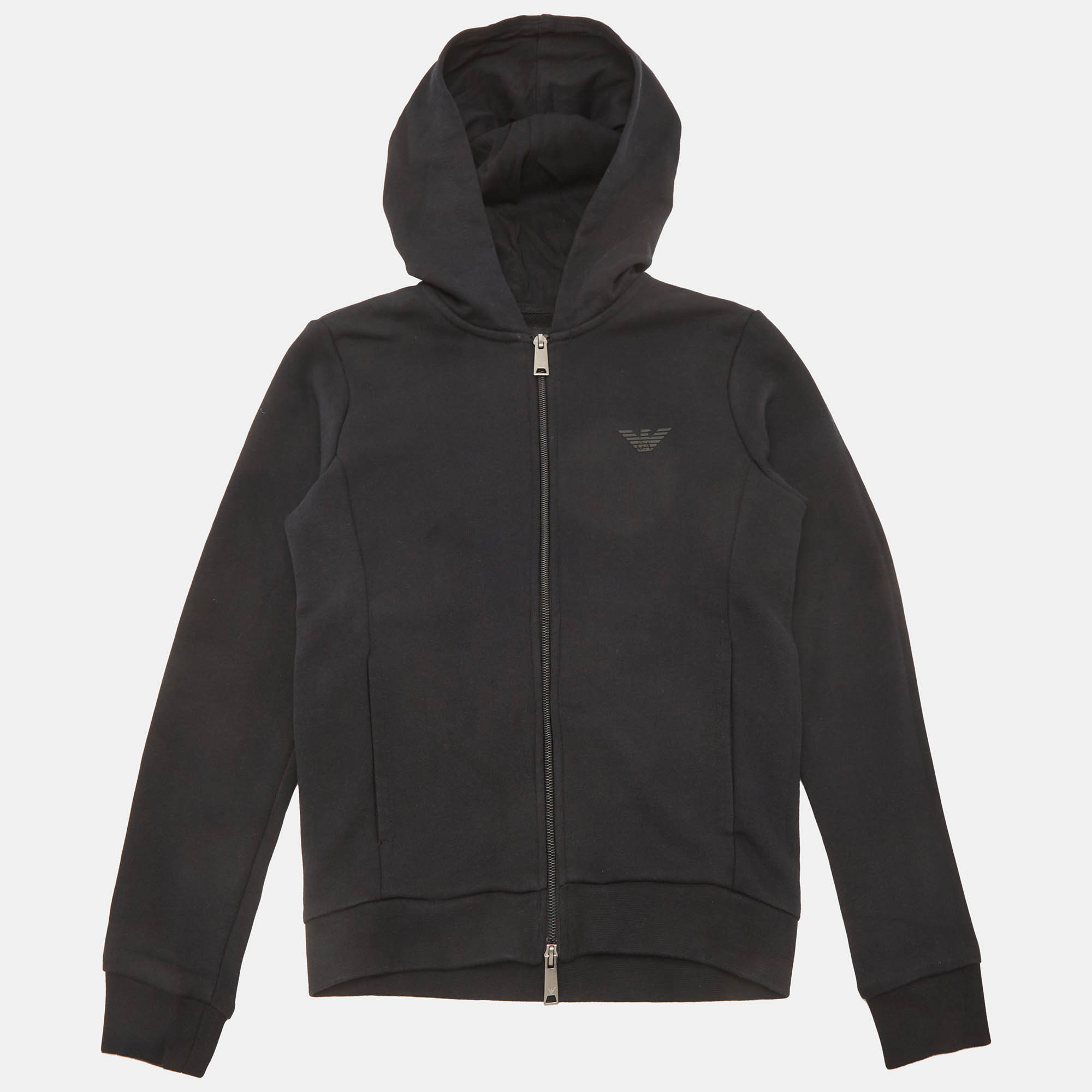 

Emporio Armani Kids Black Cotton Knit Hooded Jacket 10 Yrs