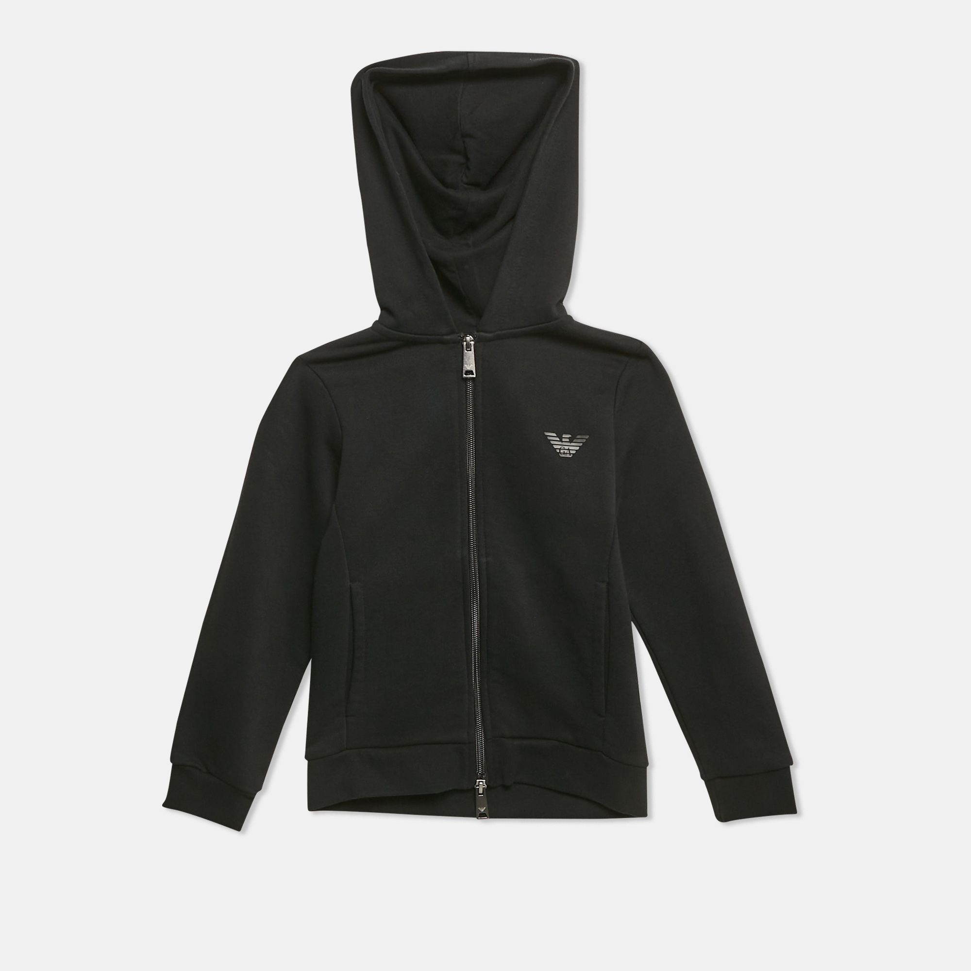 

Emporio Armani Kids Black Cotton Knit Hooded Jacket 6 Yrs