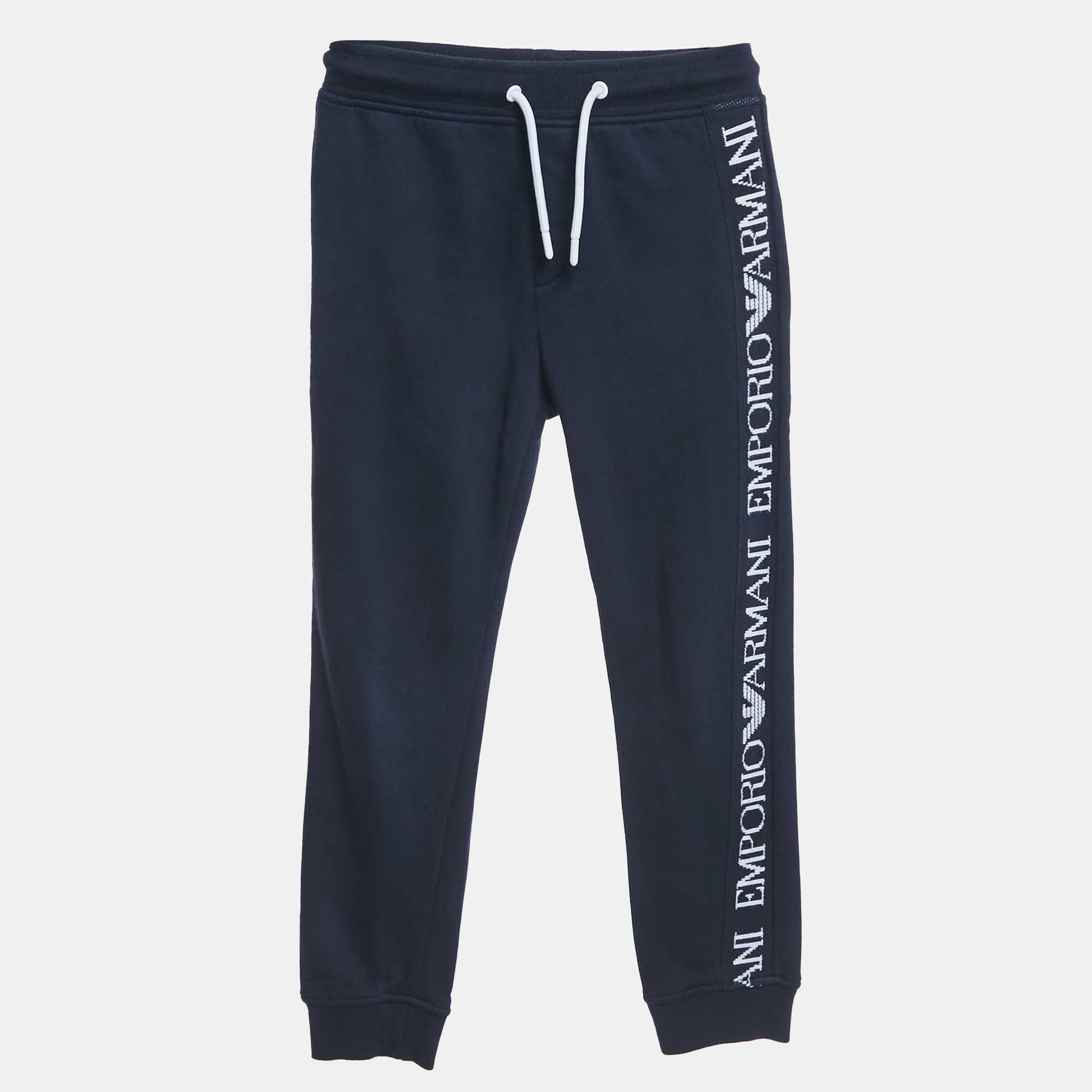 

Emporio Armani Kids Navy Blue Logo Side Cotton Knit Sweatpants 7 Yrs