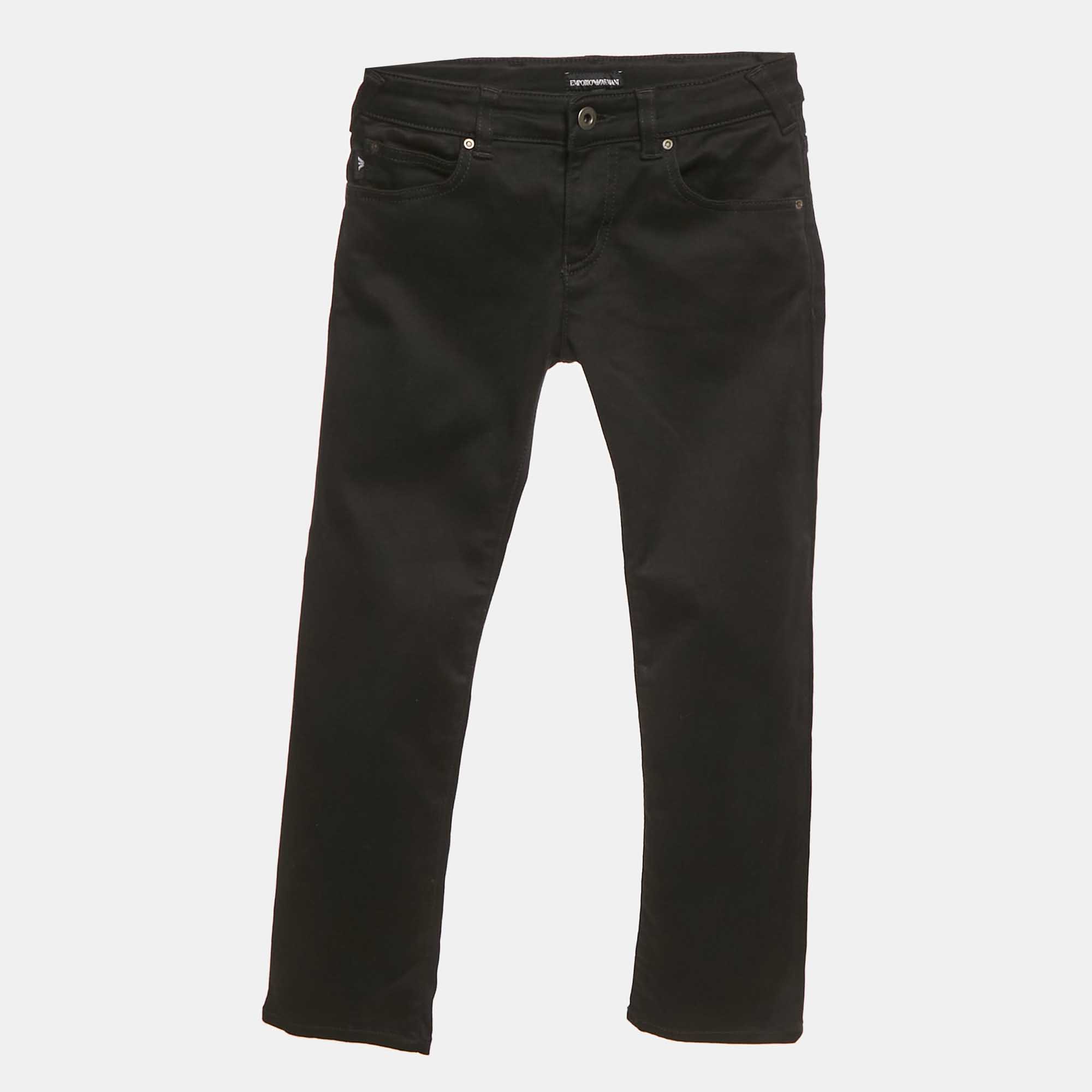 Pre-owned Emporio Armani Kids Black Denim Skinny Jeans 8 Yrs Waist 24"