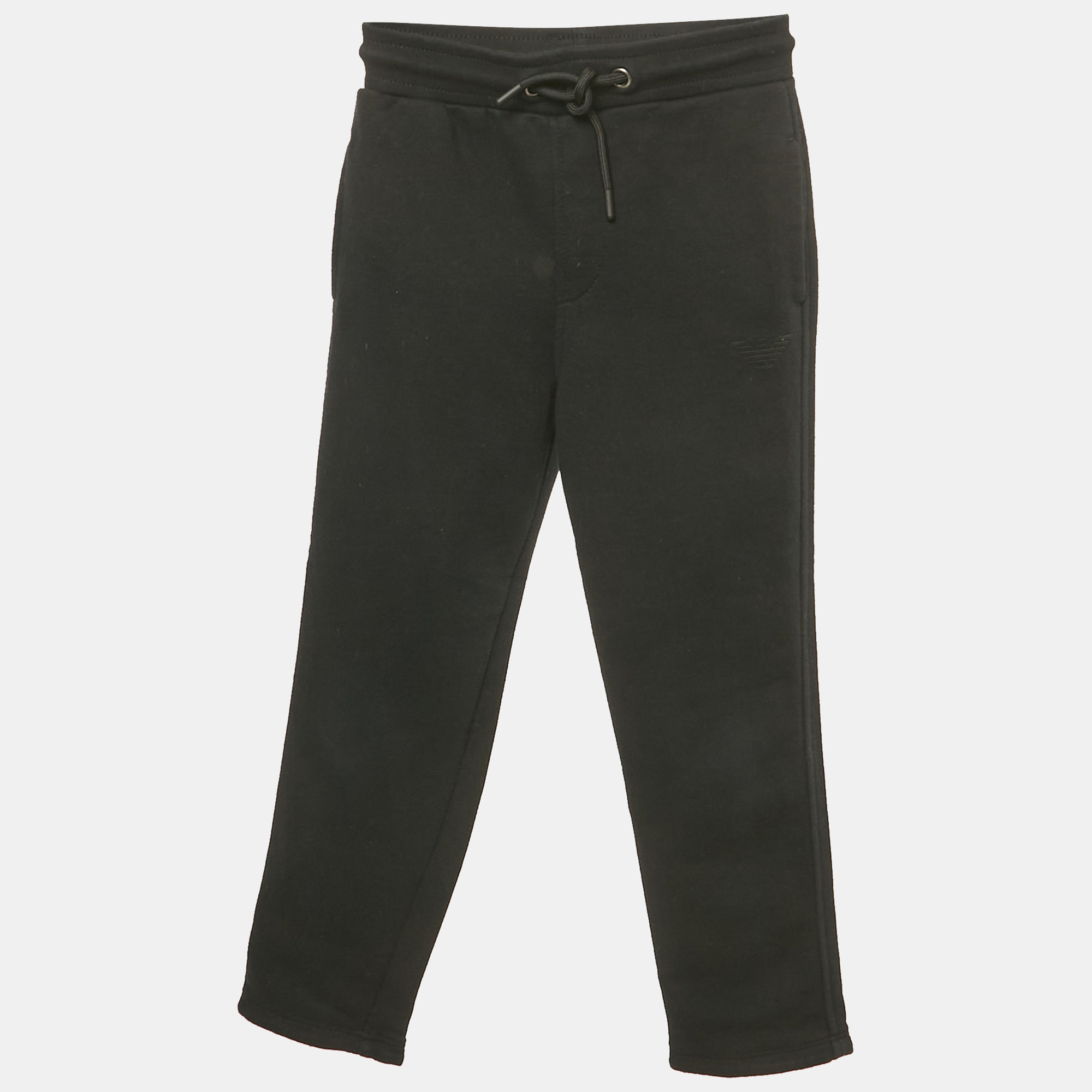 Pre-owned Emporio Armani Kids Black Cotton Knit Jogger Pants 5 Yrs