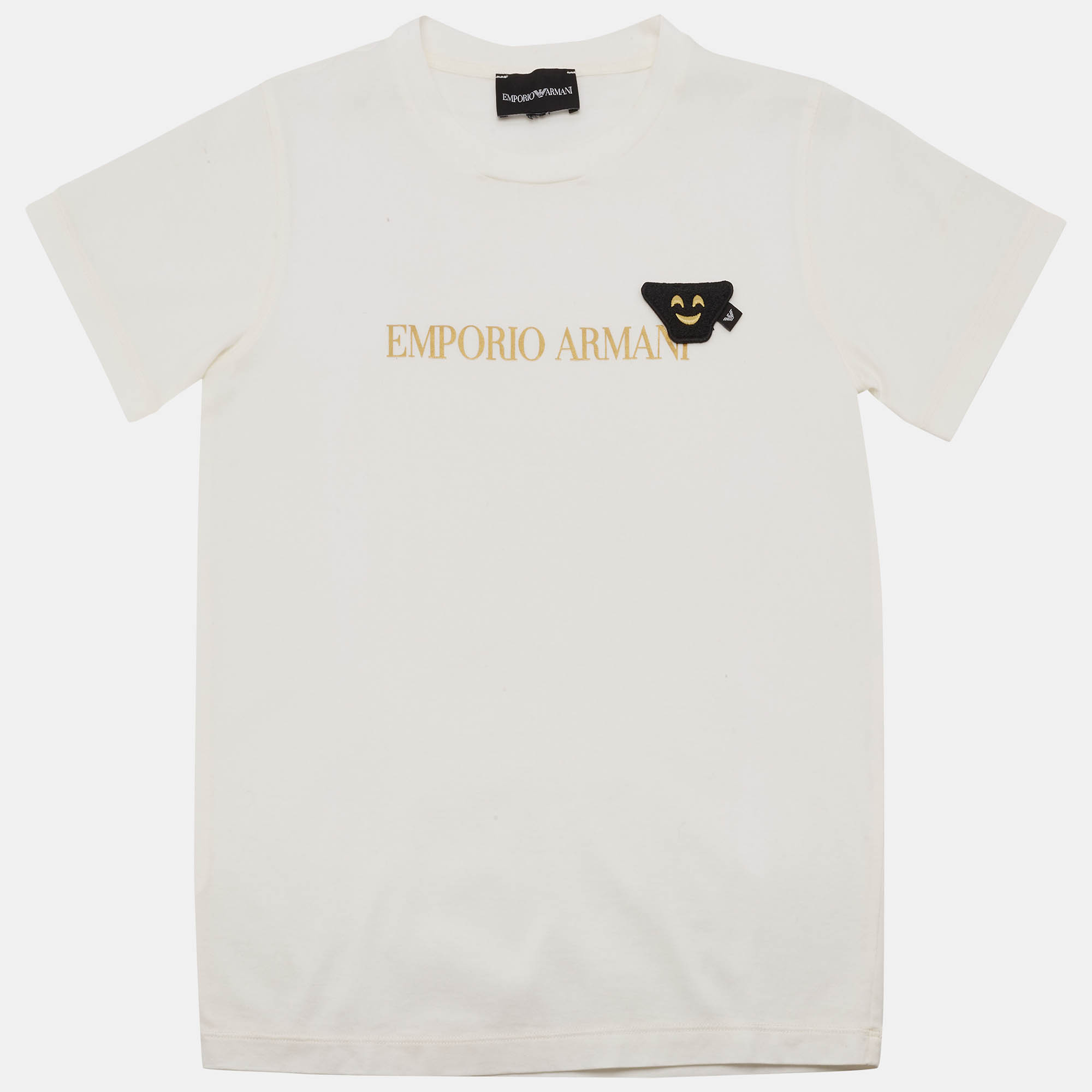Emporio Armani Kids White Logo Printed Jersey T-Shirt 7 Yrs