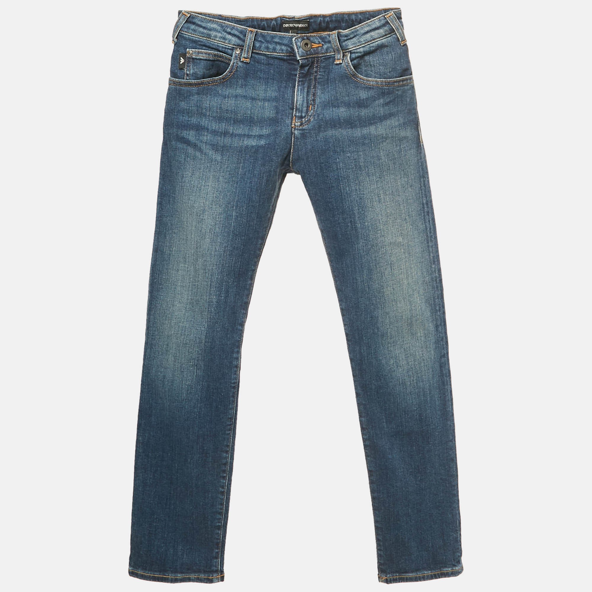 Pre-owned Emporio Armani Kids Blue Faded Denim Skinny Jeans 10 Yrs Waist 25"