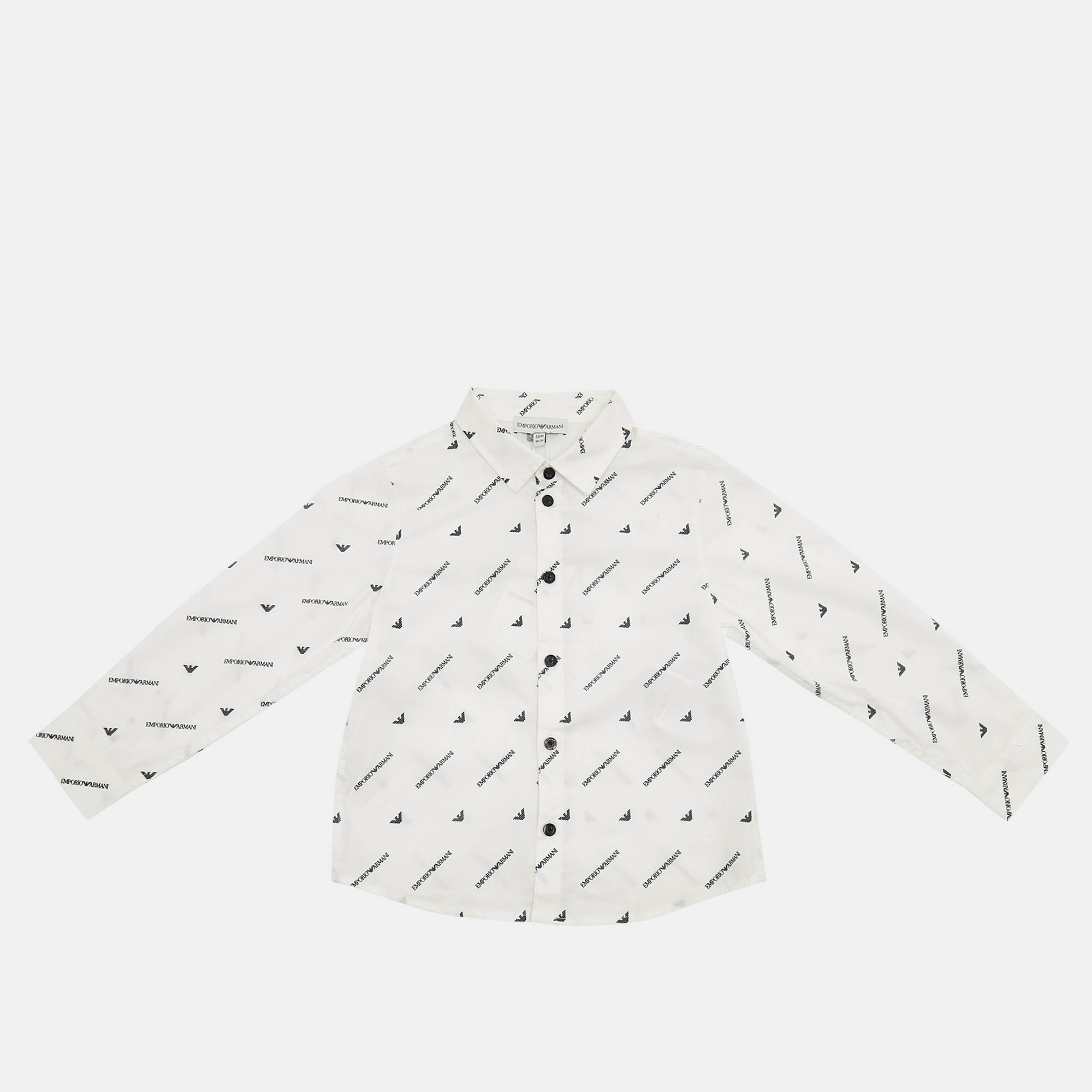 

Emporio Armani Kids White Logo Print Cotton Shirt 36M
